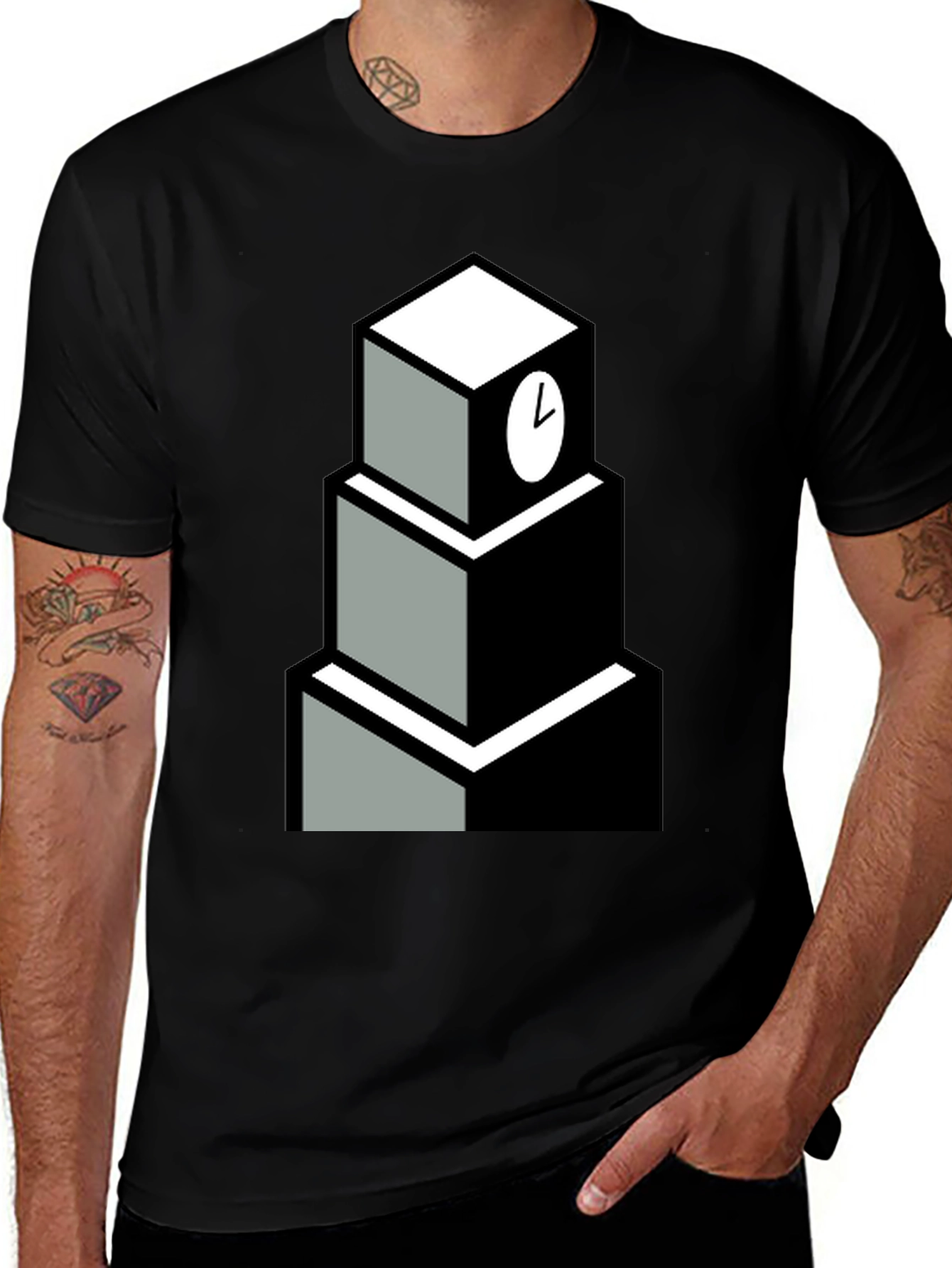 Variant 25 of Abstract Clock Tower Graphic Tee
