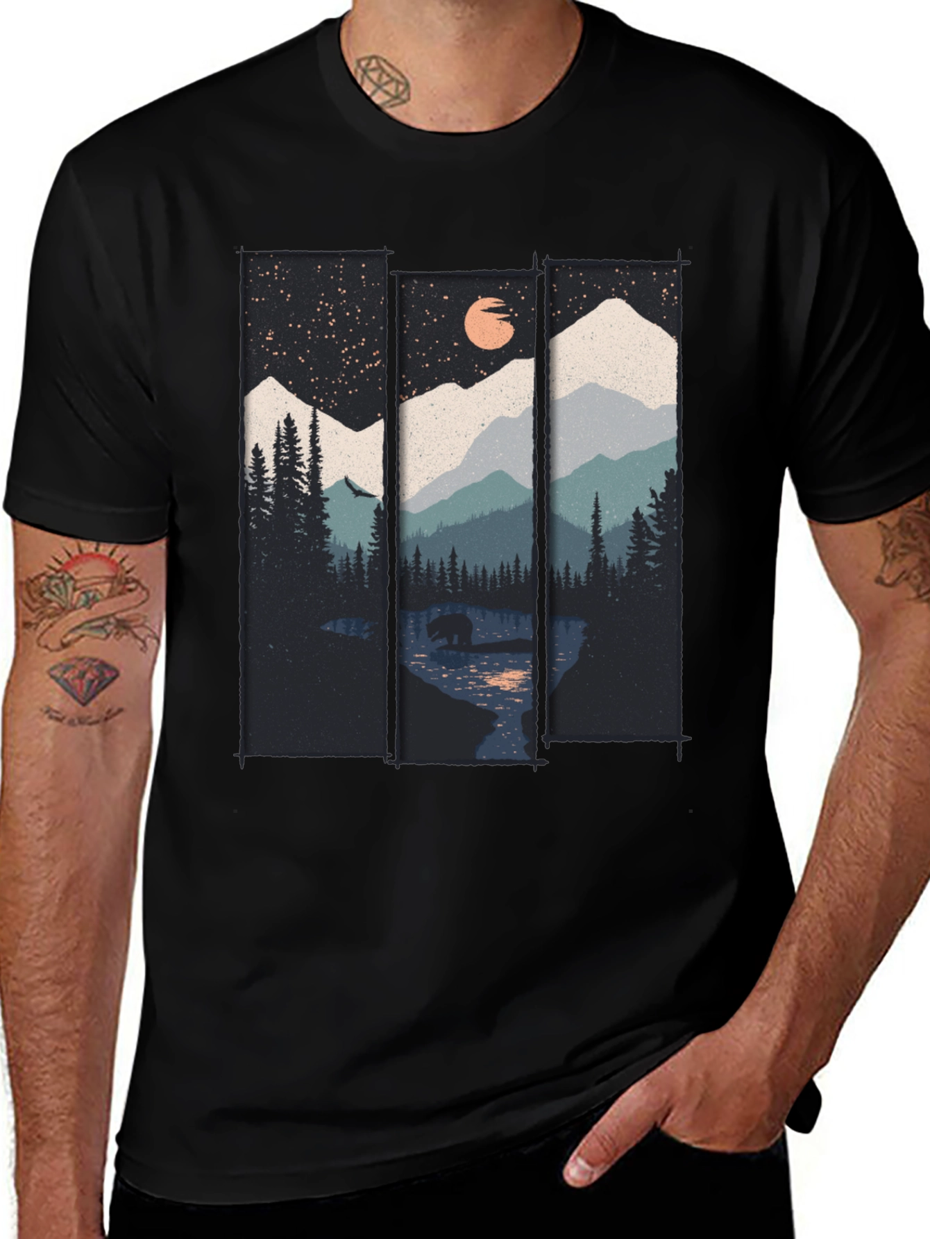Variant 11 of Mountain & Bear Graphic Tee - Nature Inspired Design