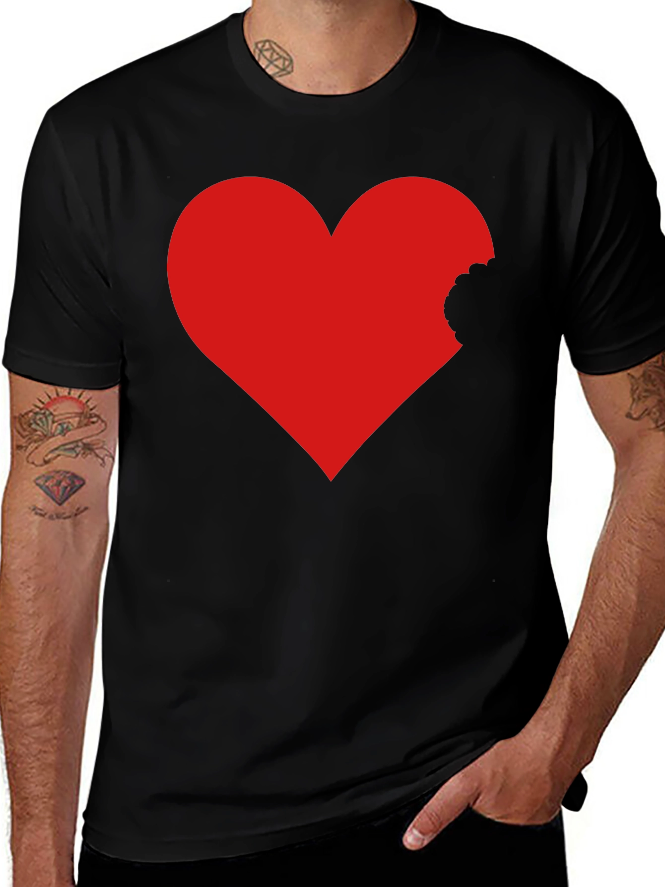 Variant 14 of Bitten Heart Graphic T-Shirt - Black