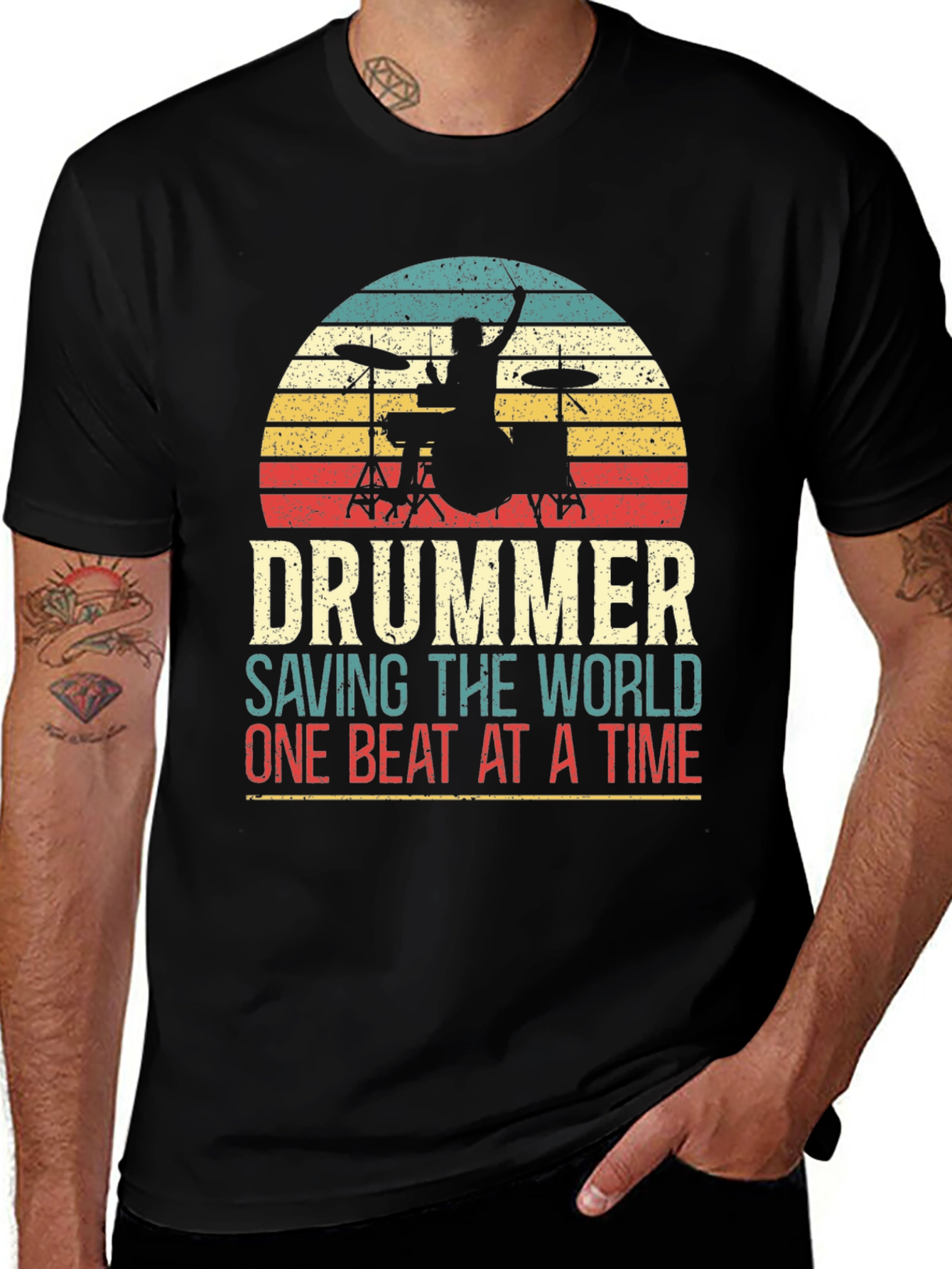 Variant 4 of Drummer Saving The World T-Shirt
