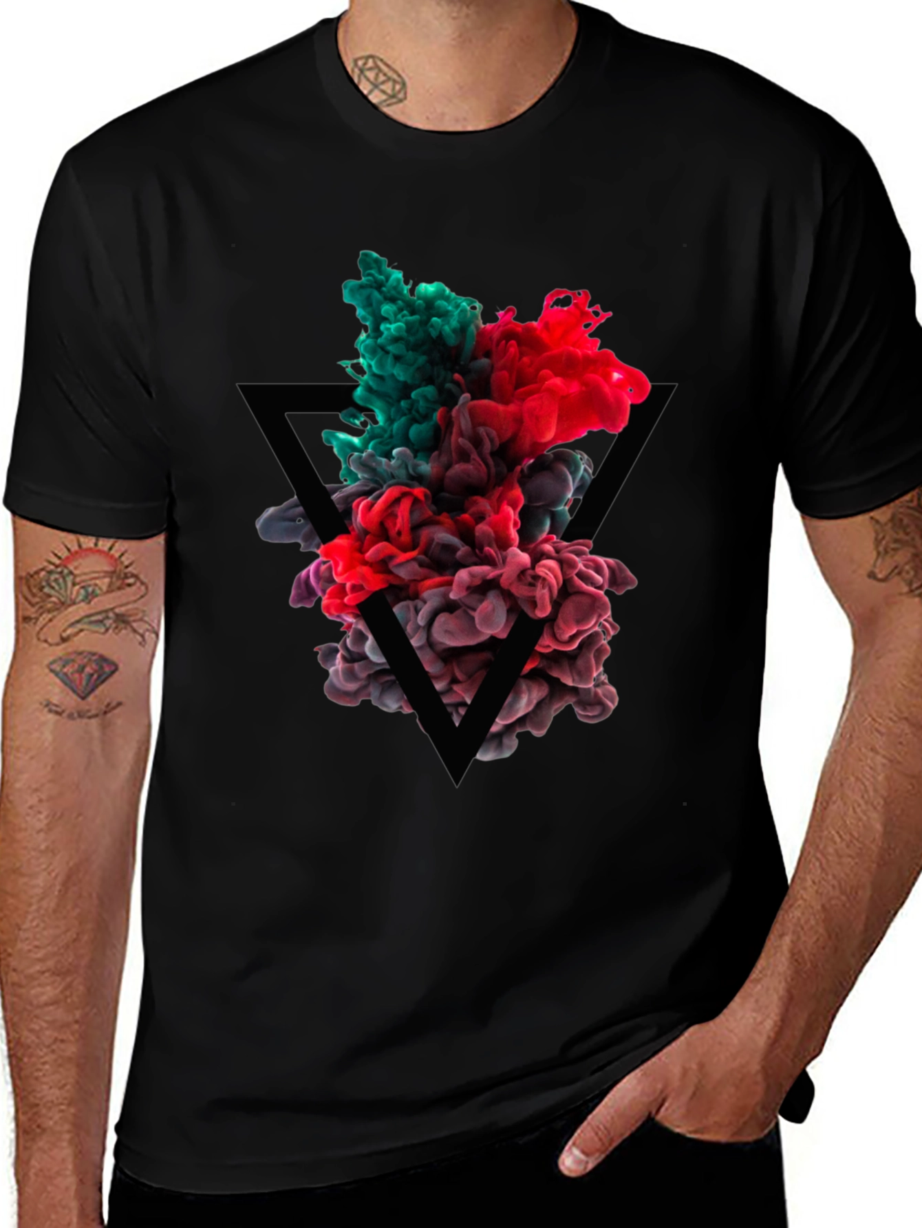 Variant 19 of Abstract Ink Triangle Graphic Tee - Black