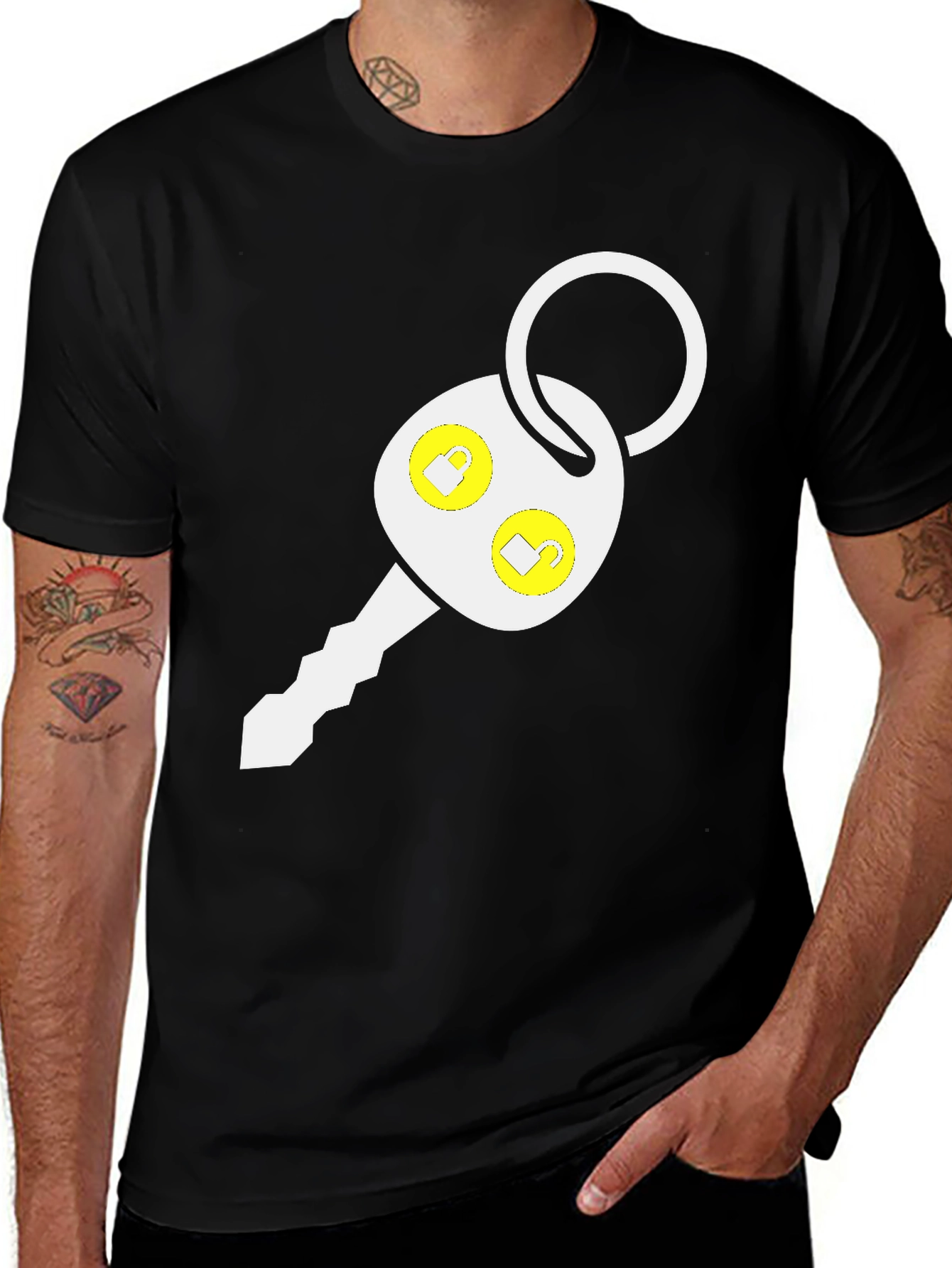Variant 30 of Car Key Graphic Tee - Black Cotton Blend T-Shirt
