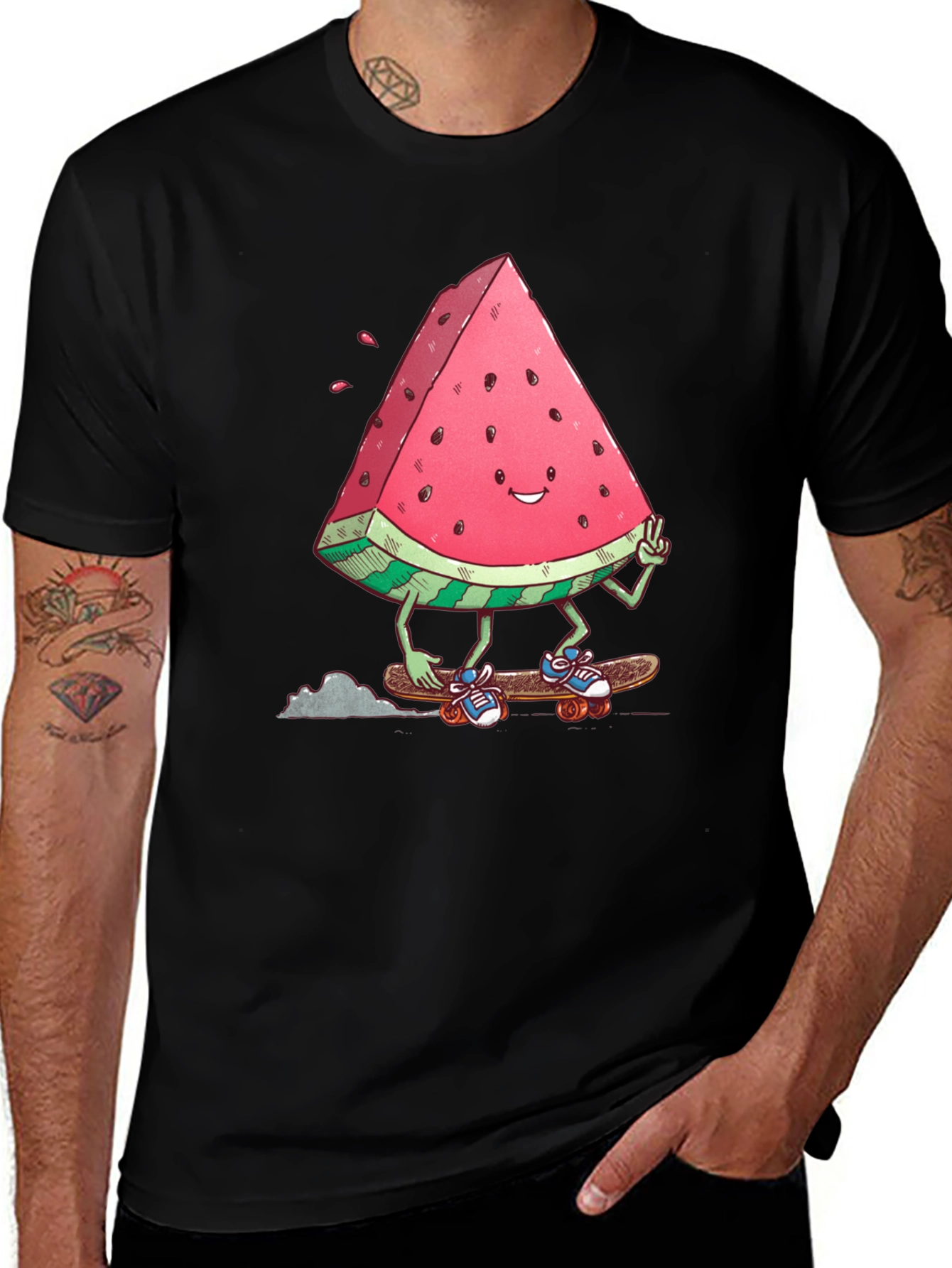 Variant 18 of Skateboarding Watermelon Tee - Black
