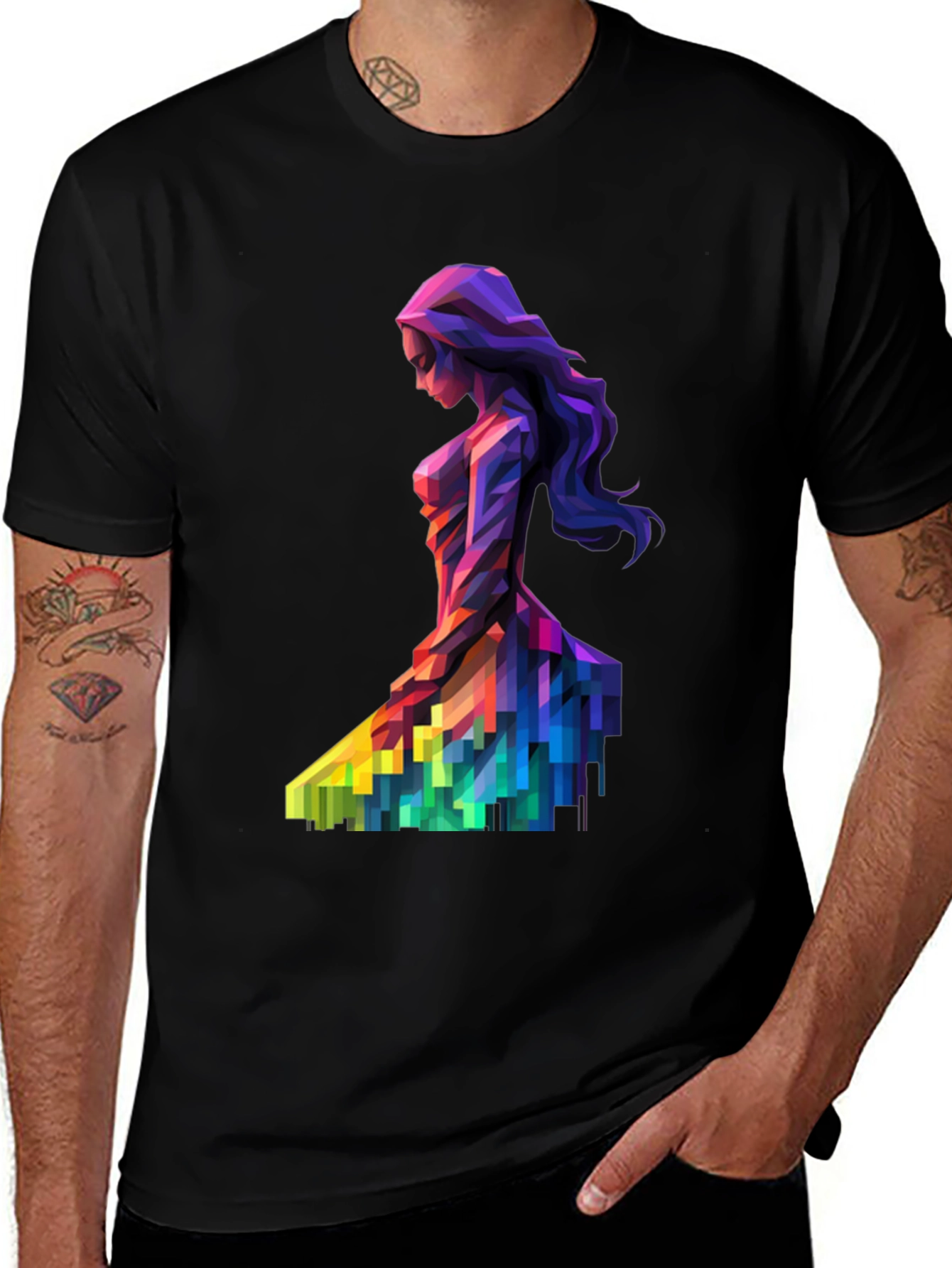 Variant 29 of Abstract Geometric Woman Print Black T-Shirt
