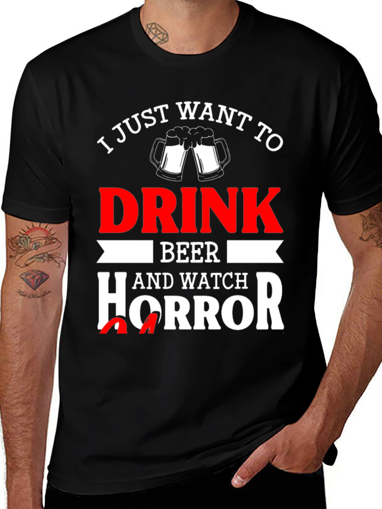 Variant 18 of Drink Beer Watch Horror T-Shirt