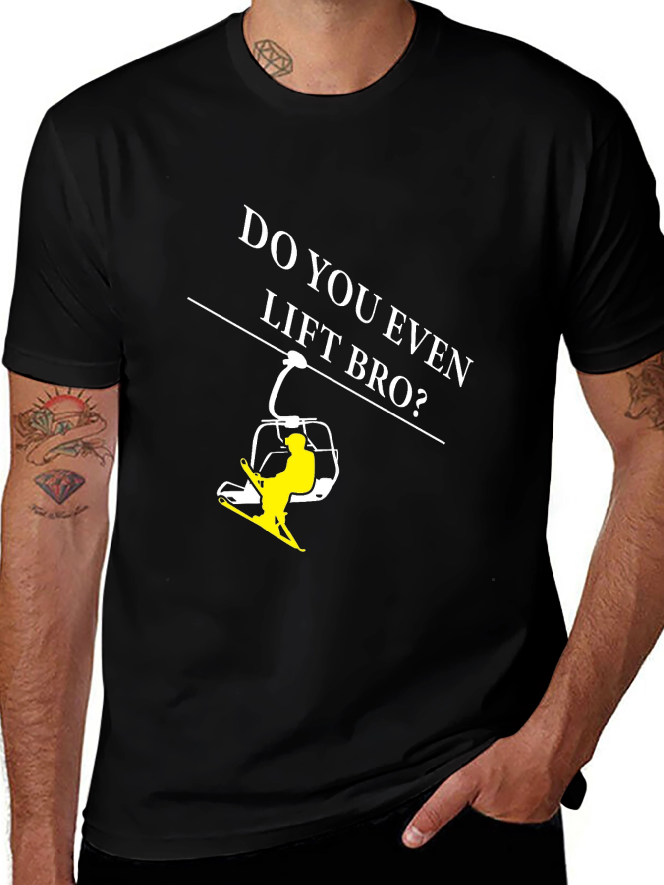 Variant 8 of Do You Even Lift Bro? Ski T-Shirt - Black