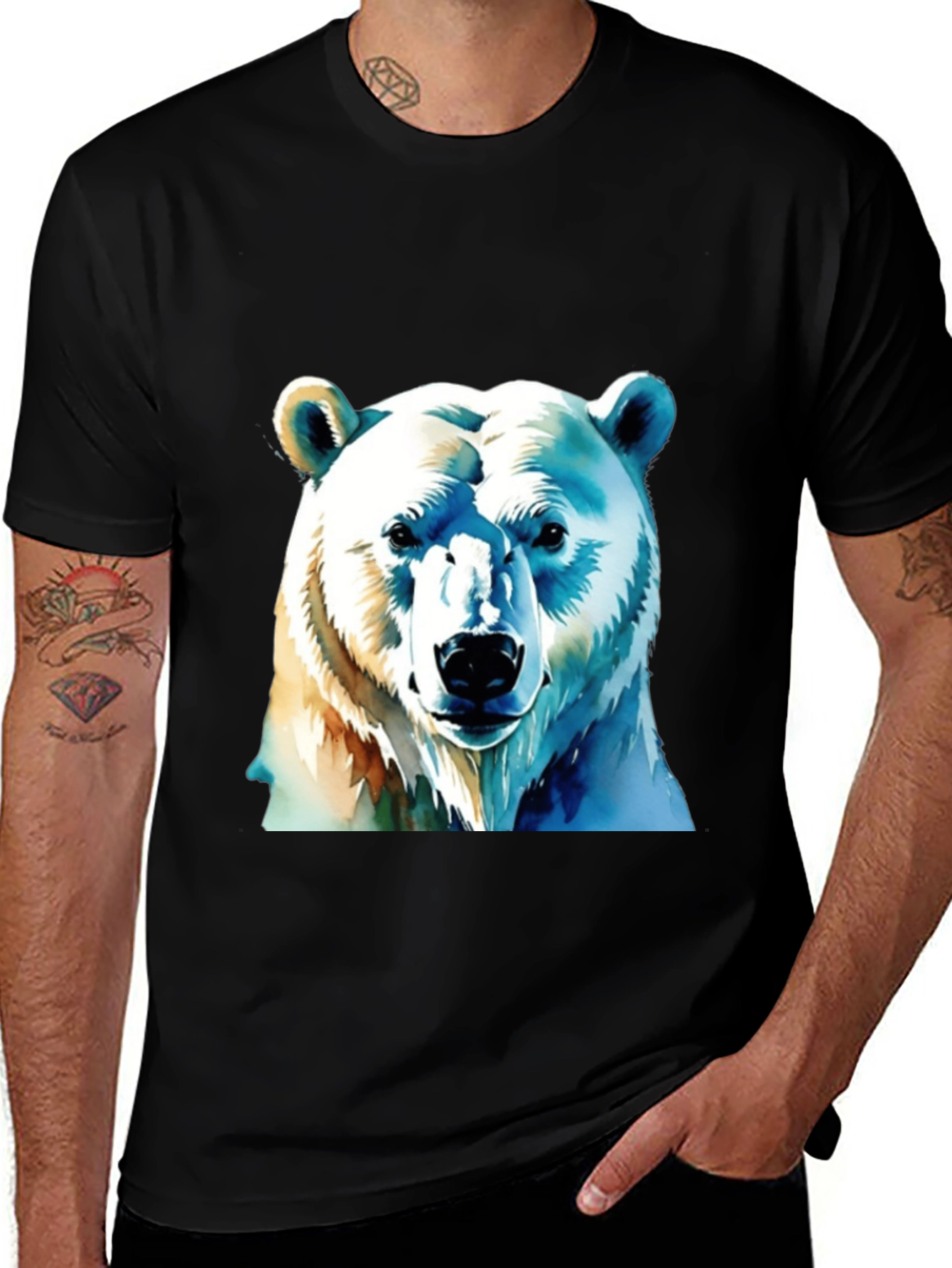 Variant 25 of Polar Bear Graphic Tee - Black Cotton T-Shirt