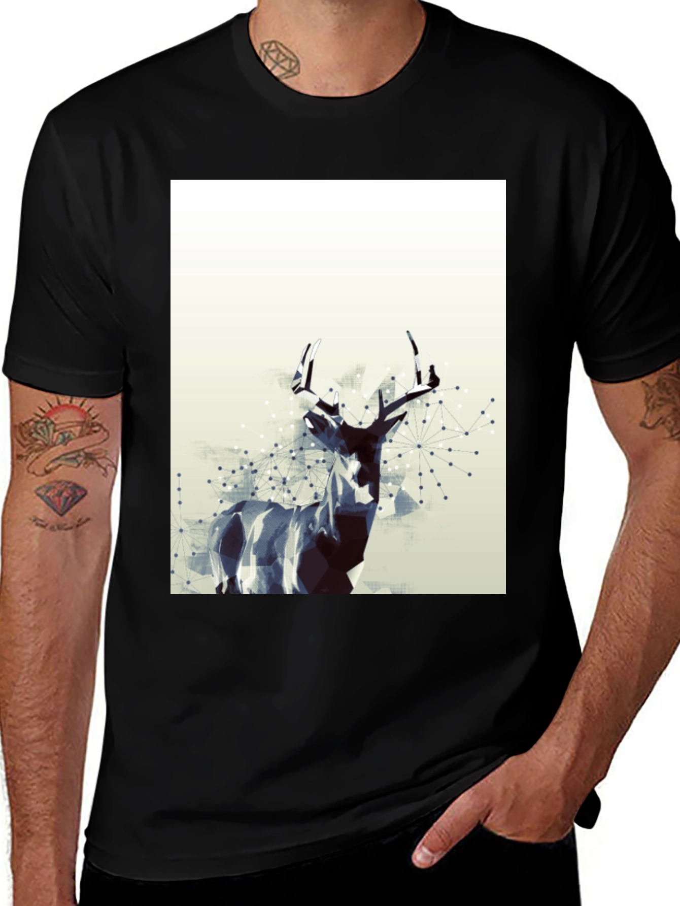 Variant 29 of Geometric Deer Graphic T-Shirt - Modern Art Tee