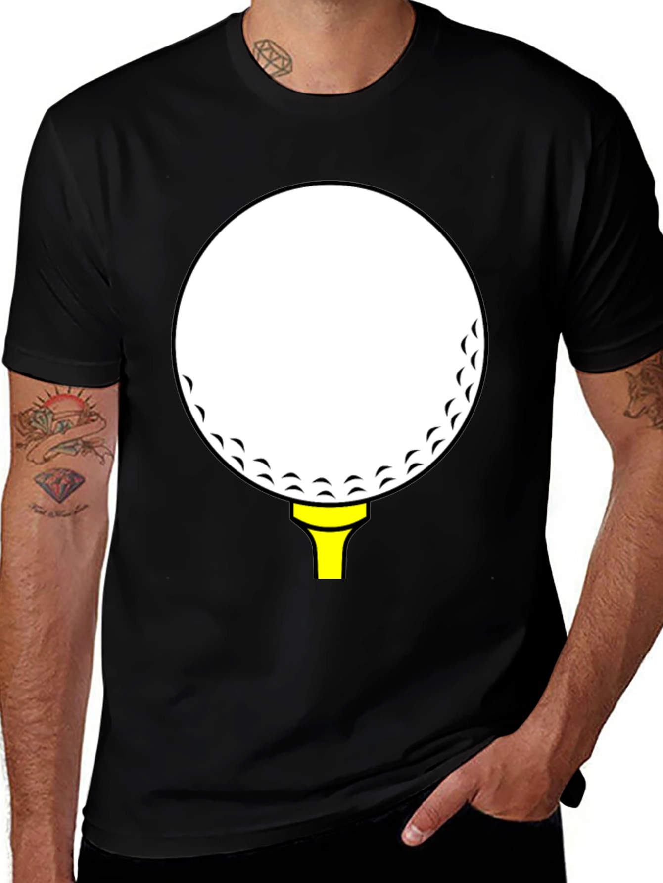 Variant 22 of Golf Ball Tee Graphic Tee - Black Cotton Casual Shirt