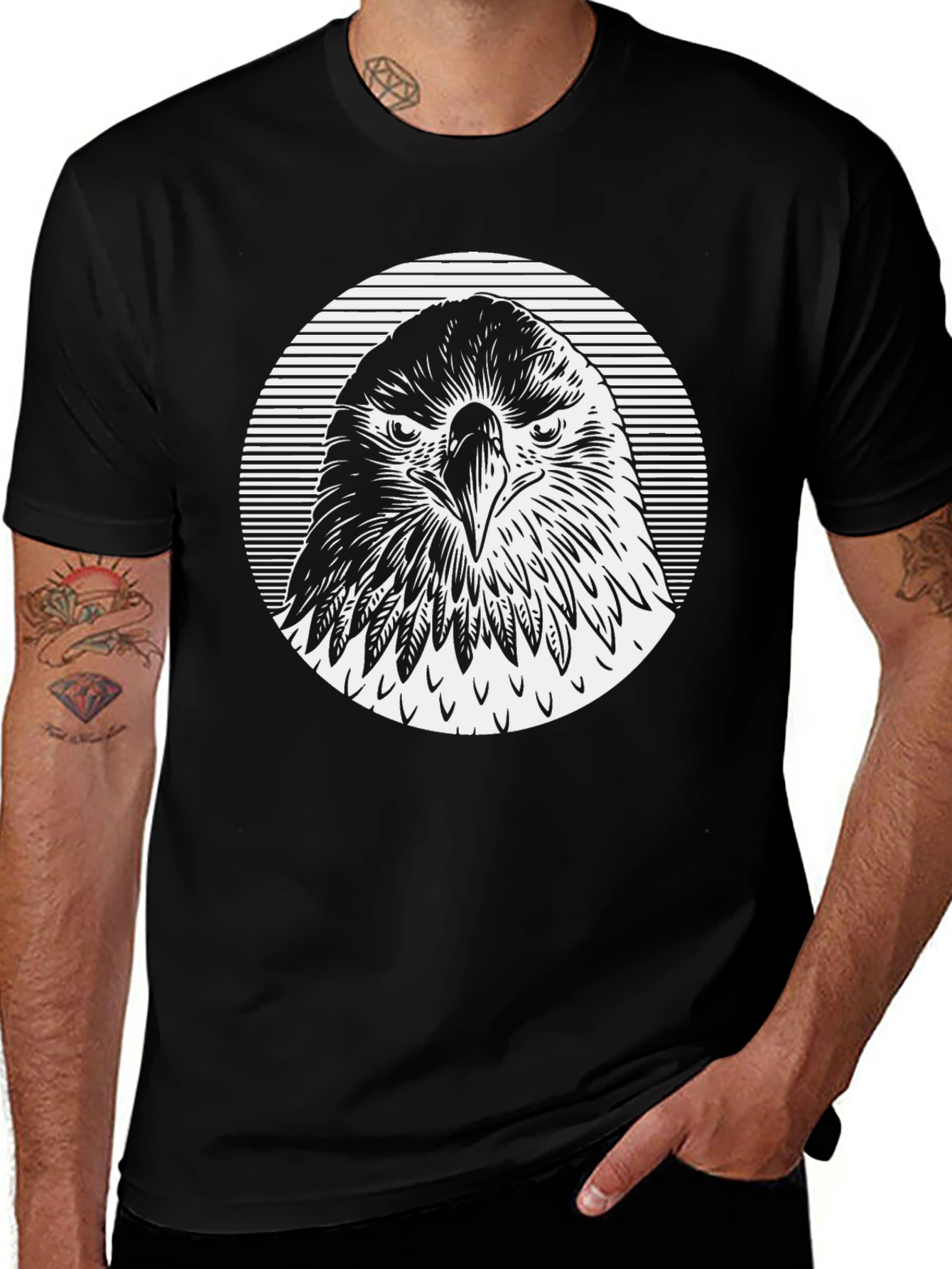 Variant 16 of Bold Eagle Graphic Tee - Black Cotton