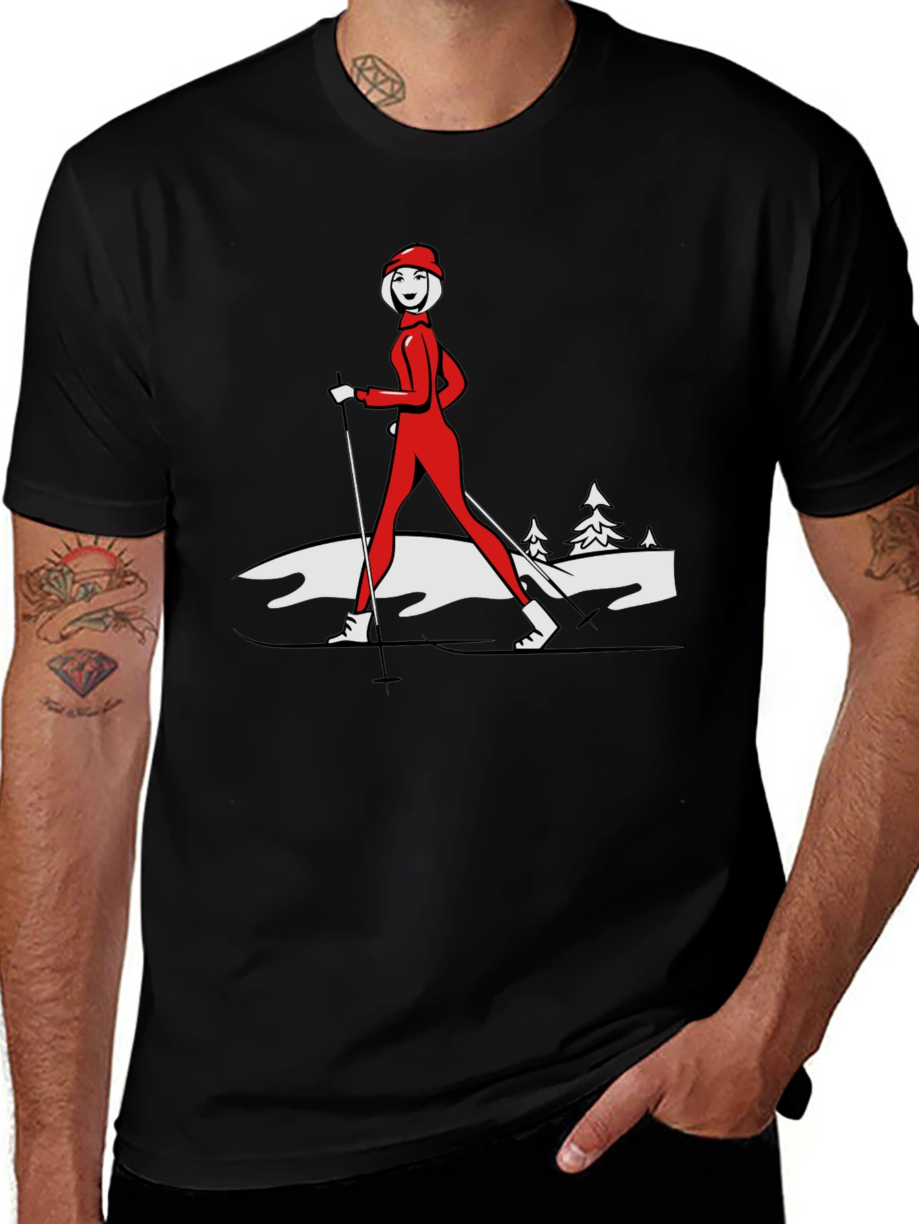 Variant 19 of Retro Skiing T-Shirt - Women's Winter Sportswear