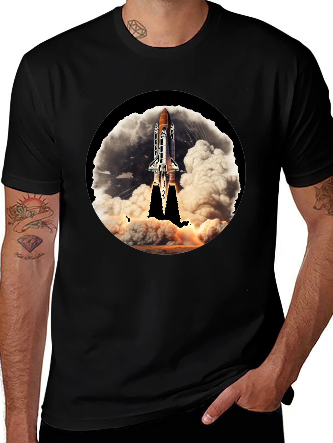 Variant 18 of Space Shuttle Launch Graphic T-Shirt - Soft Cotton Blend