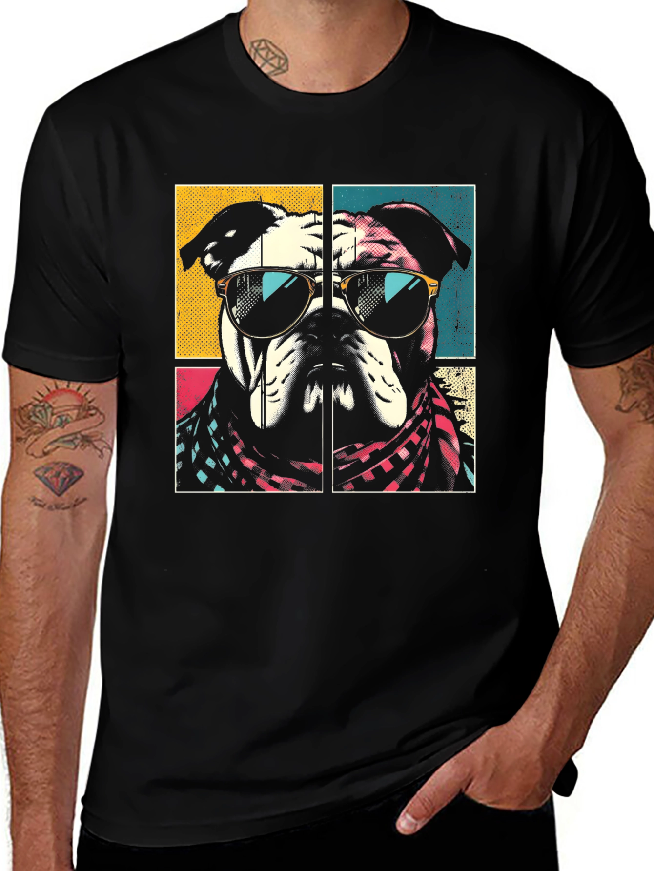 Variant 23 of Cool Bulldog Graphic Tee - Mens Black T-Shirt