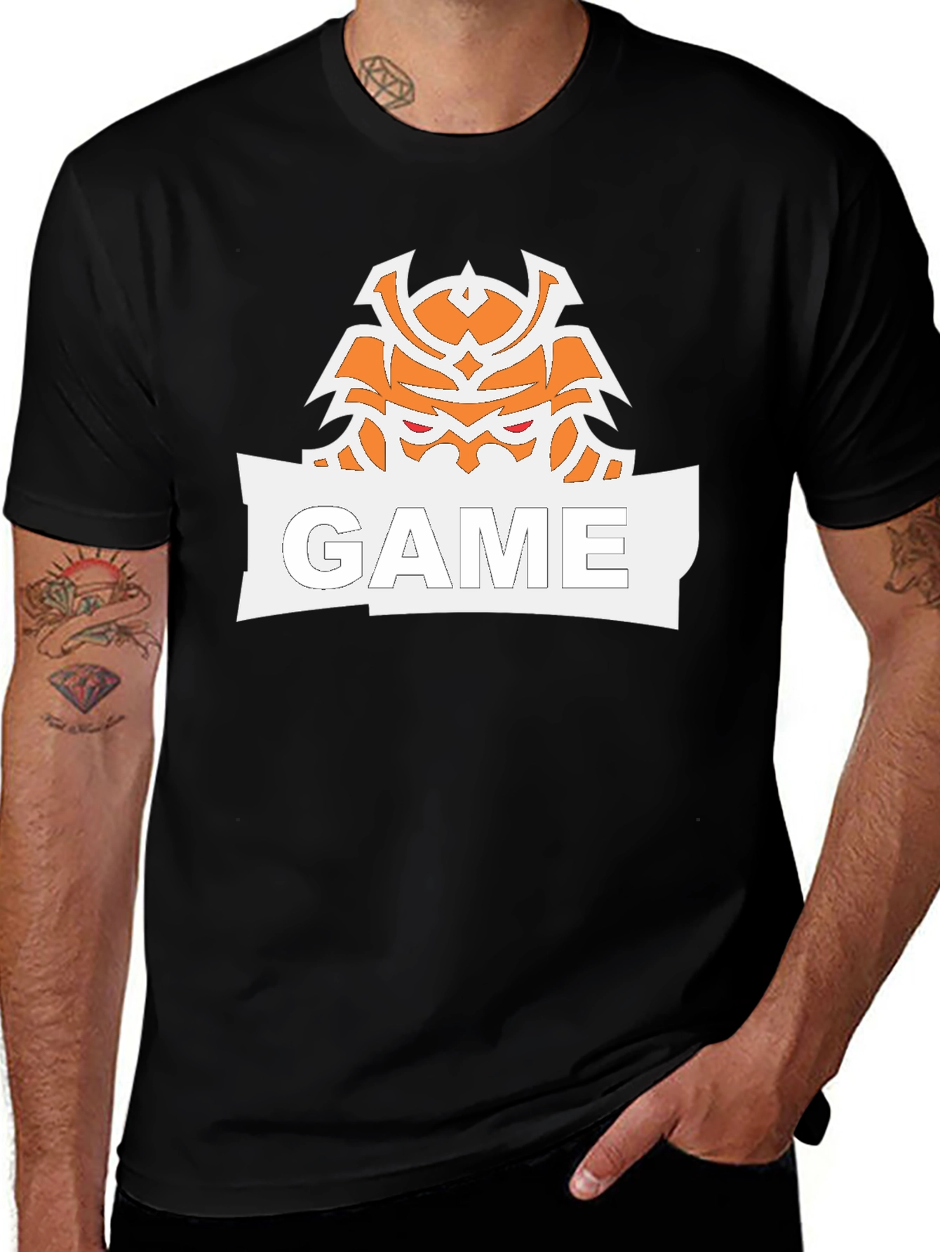 Variant 20 of Game Samurai Graphic Print Black T-Shirt