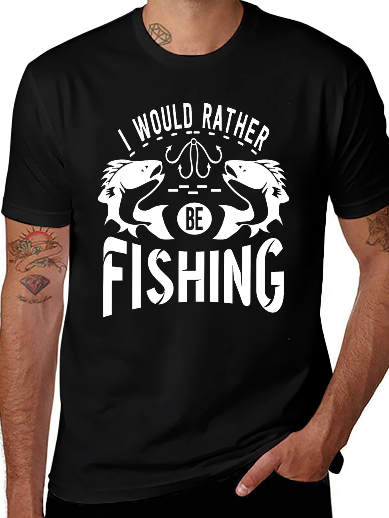Variant 4 of I Would Rather Be Fishing Graphic T-Shirt