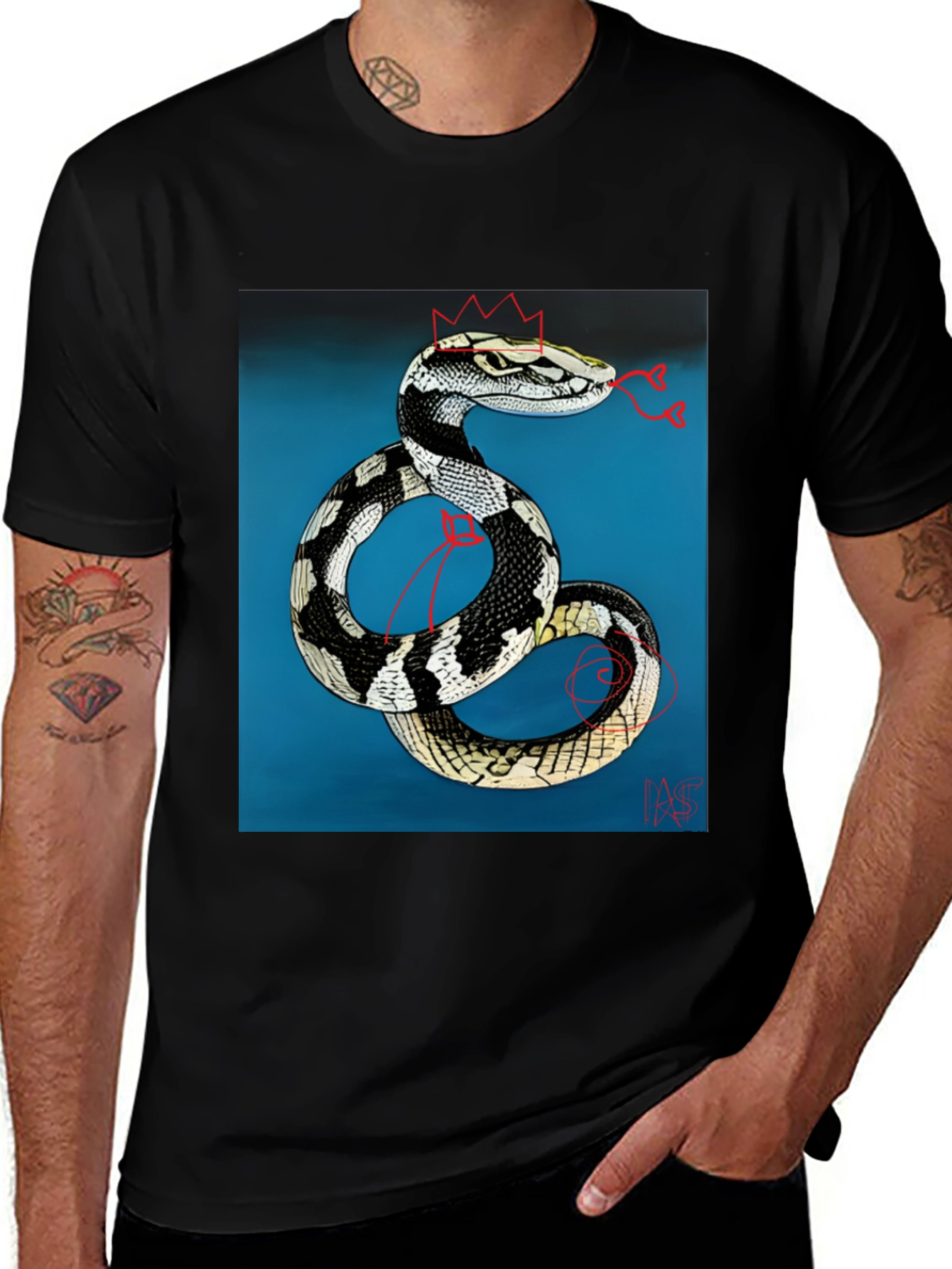 Variant 5 of Snake King T-Shirt - Black Graphic Tee