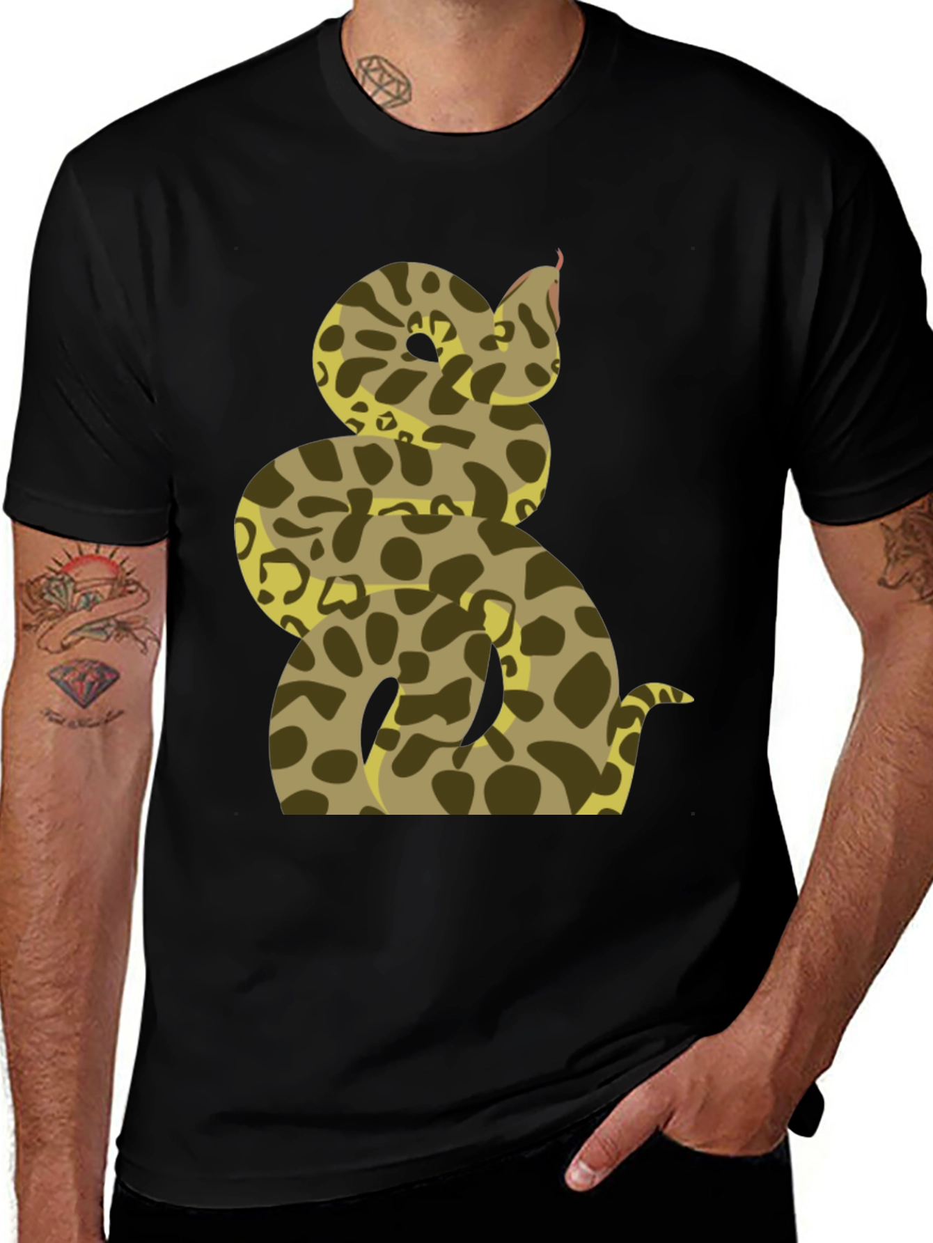 Variant 15 of Snake Print T-Shirt - Men's Casual Tee