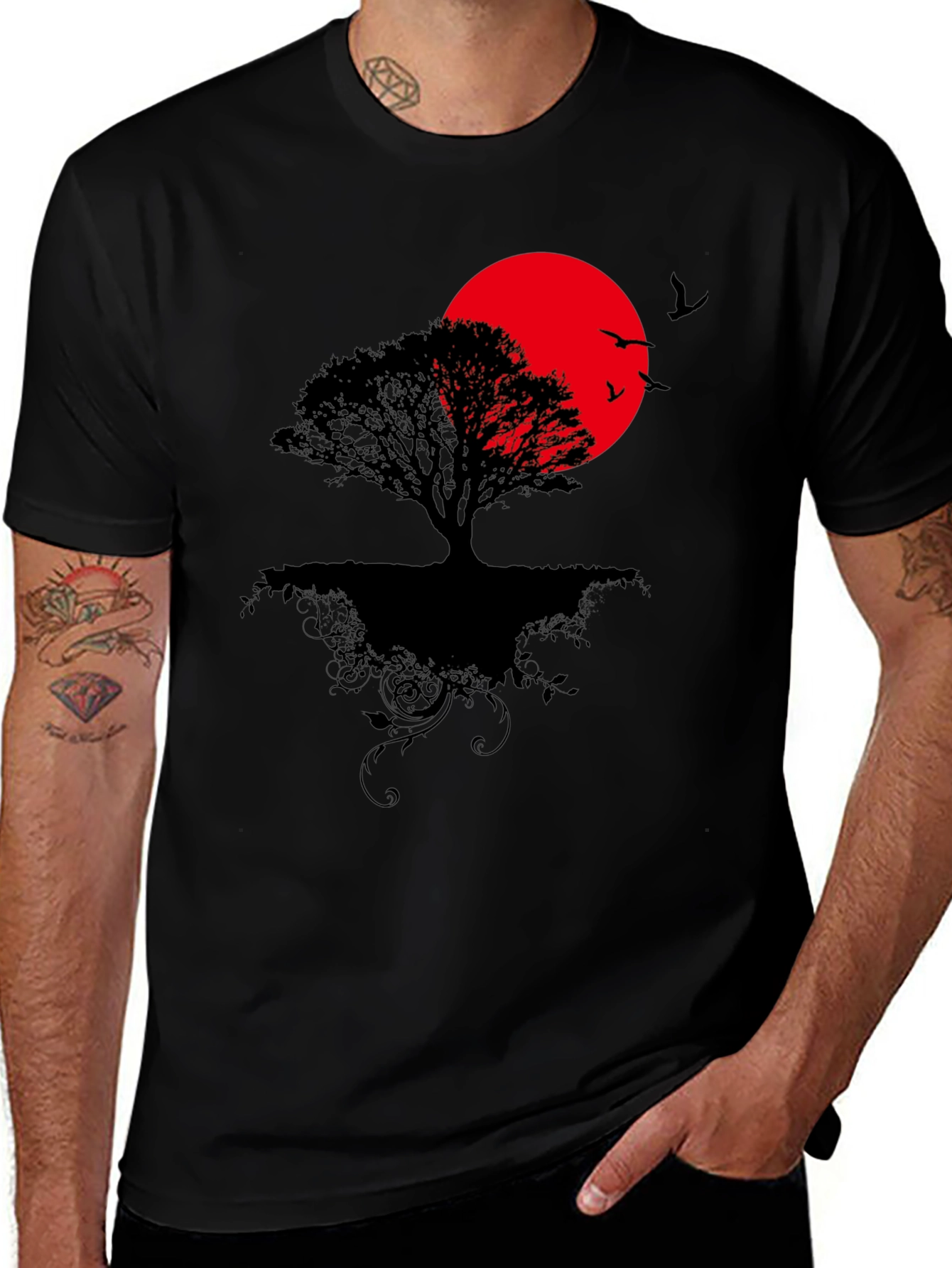 Variant 13 of Tree & Sunset Graphic Tee - Soft Cotton Blend