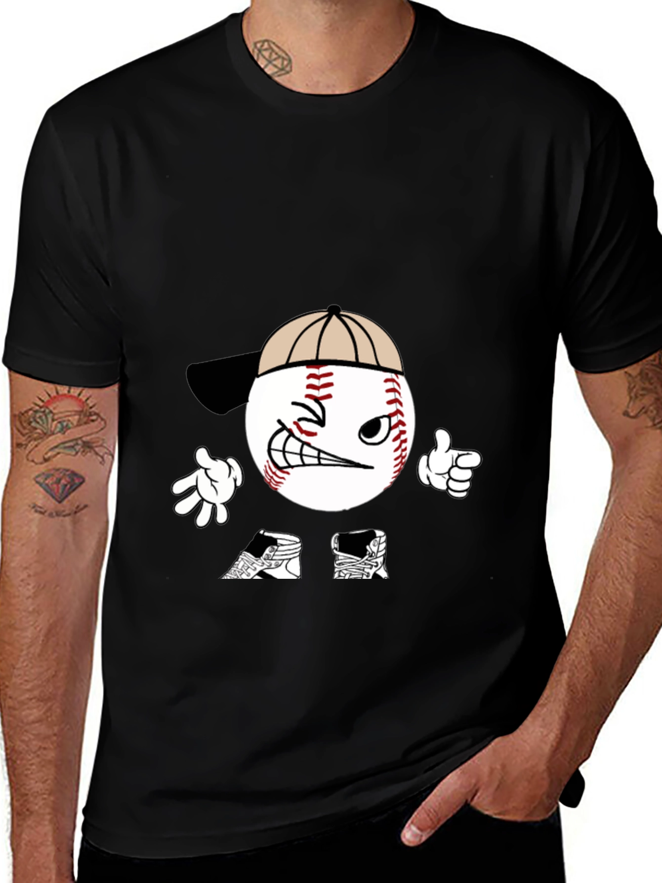 Variant 11 of Baseball Character Black T-Shirt