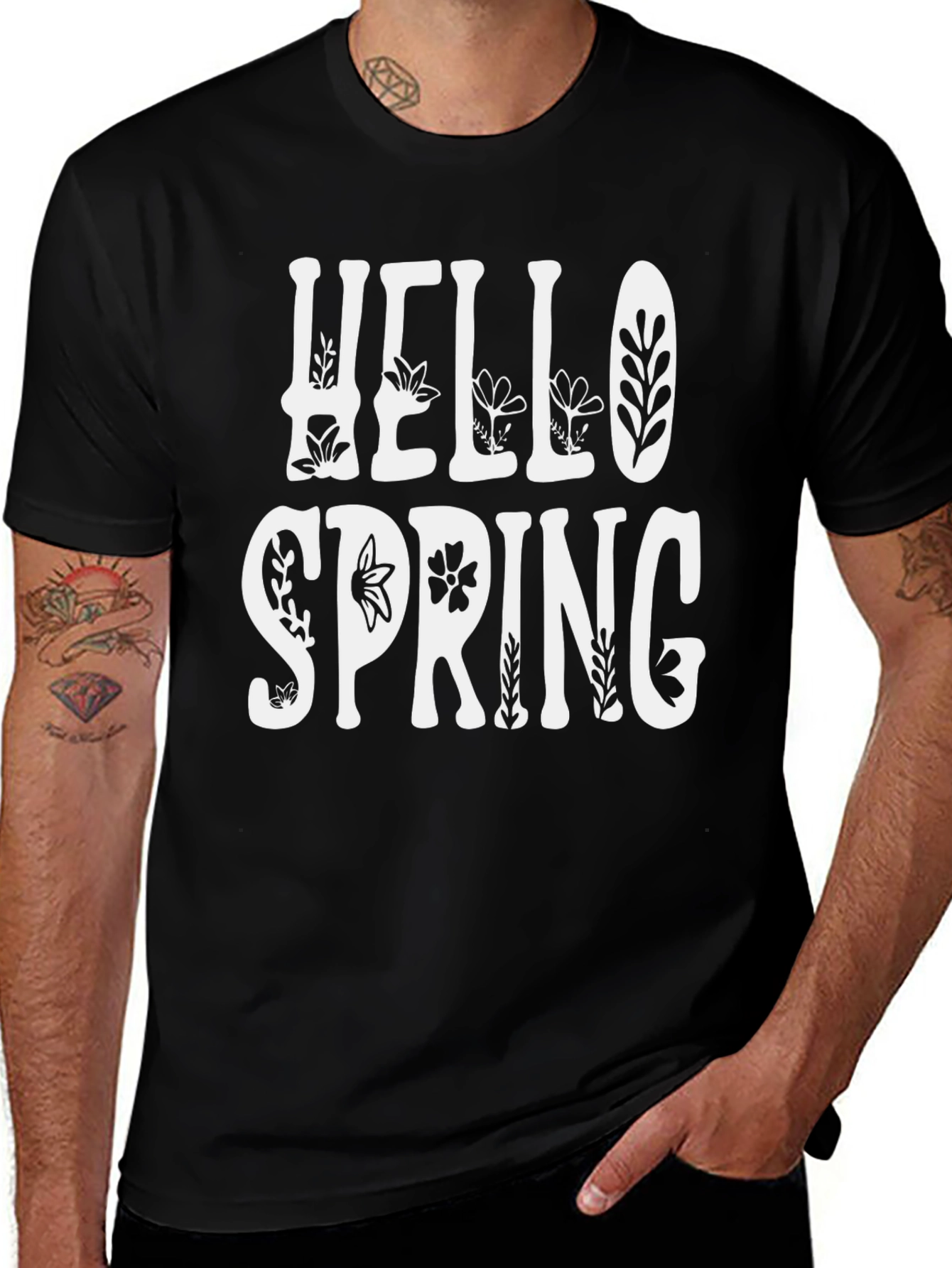 Variant 19 of Hello Spring Black Graphic Tee