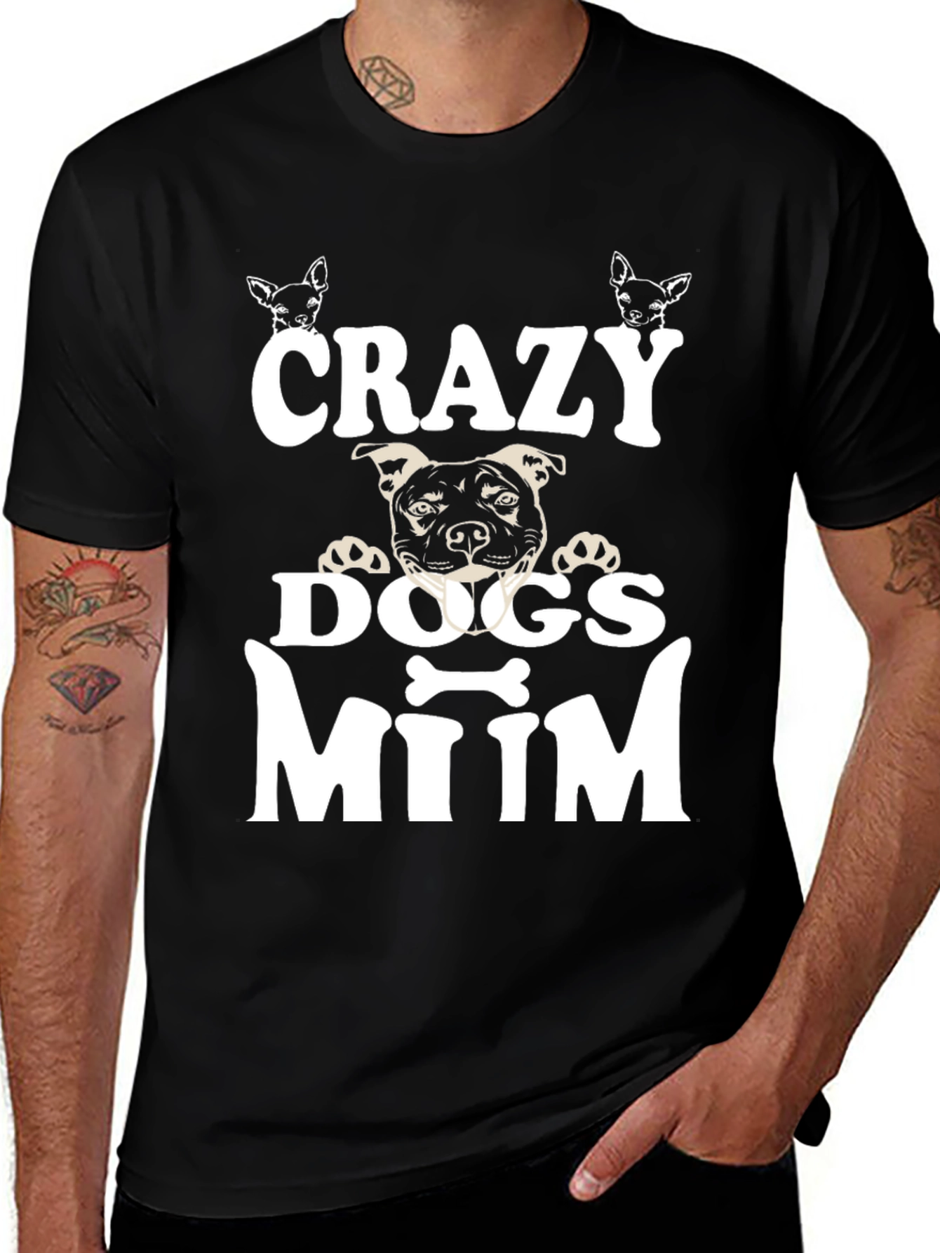 Variant 23 of Crazy Dogs Mum Black T-Shirt