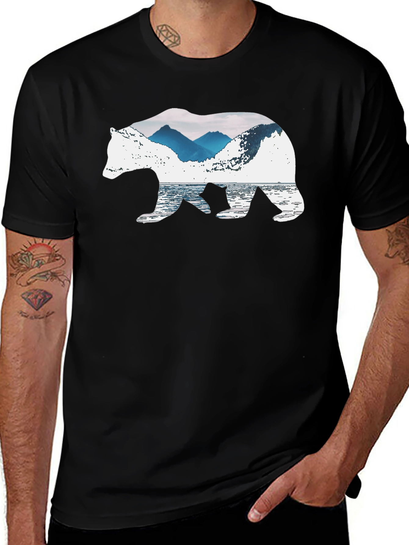Variant 6 of Nature Bear Graphic Tee - Black