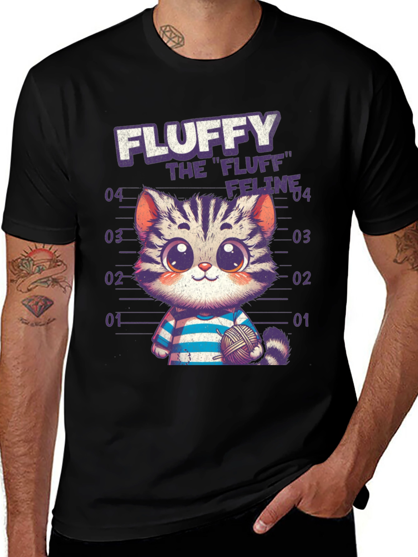 Variant 2 of Fluffy Feline Graphic Tee - Soft Cotton Blend