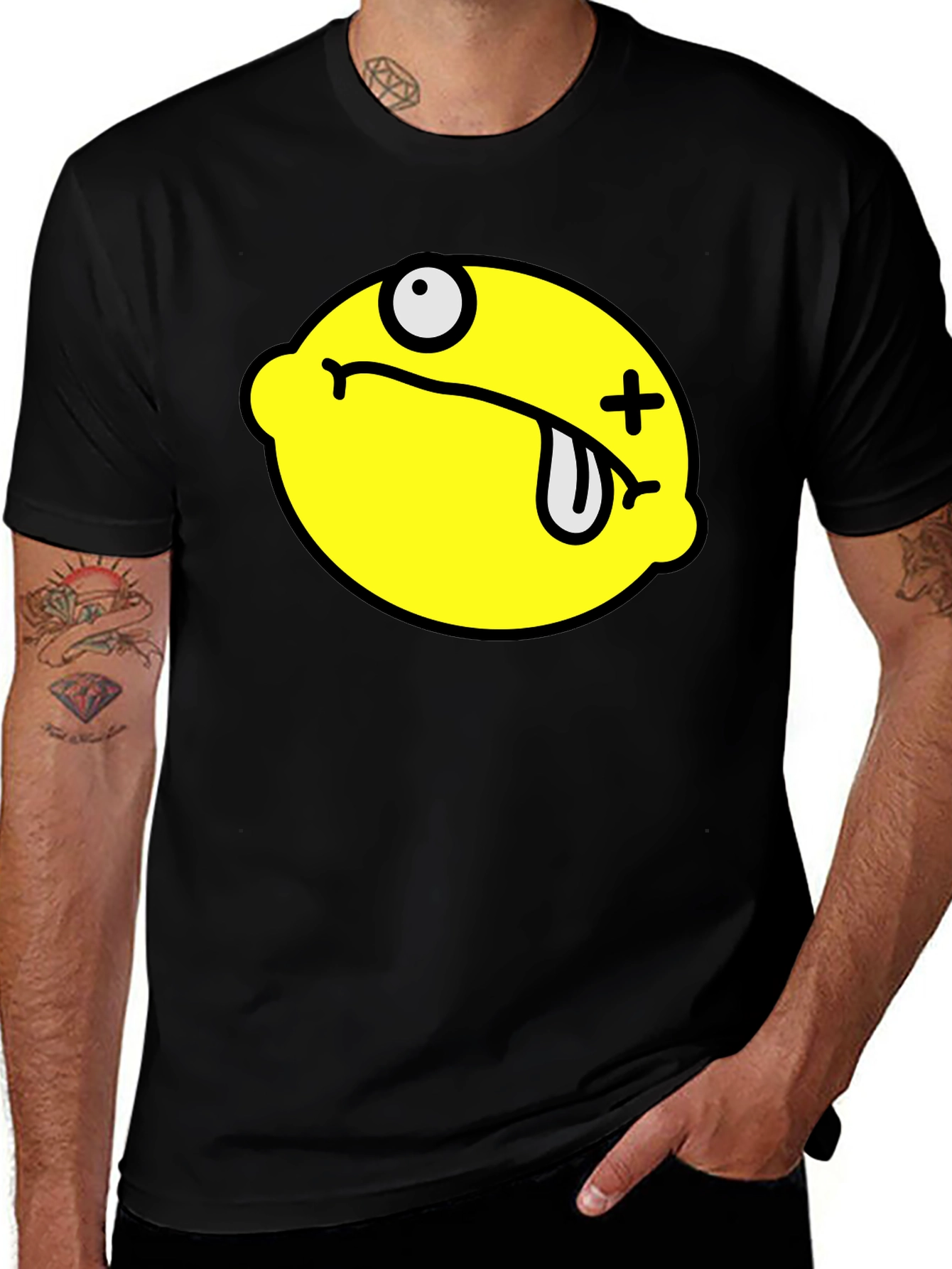 Variant 2 of Funny Dead Lemon Graphic T-Shirt - Black