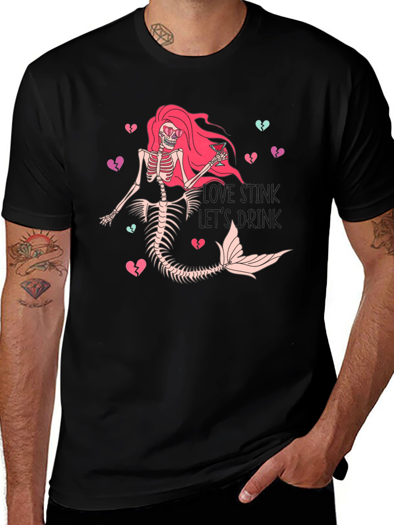Variant 29 of Love Stinks Skeleton Mermaid Graphic T-Shirt