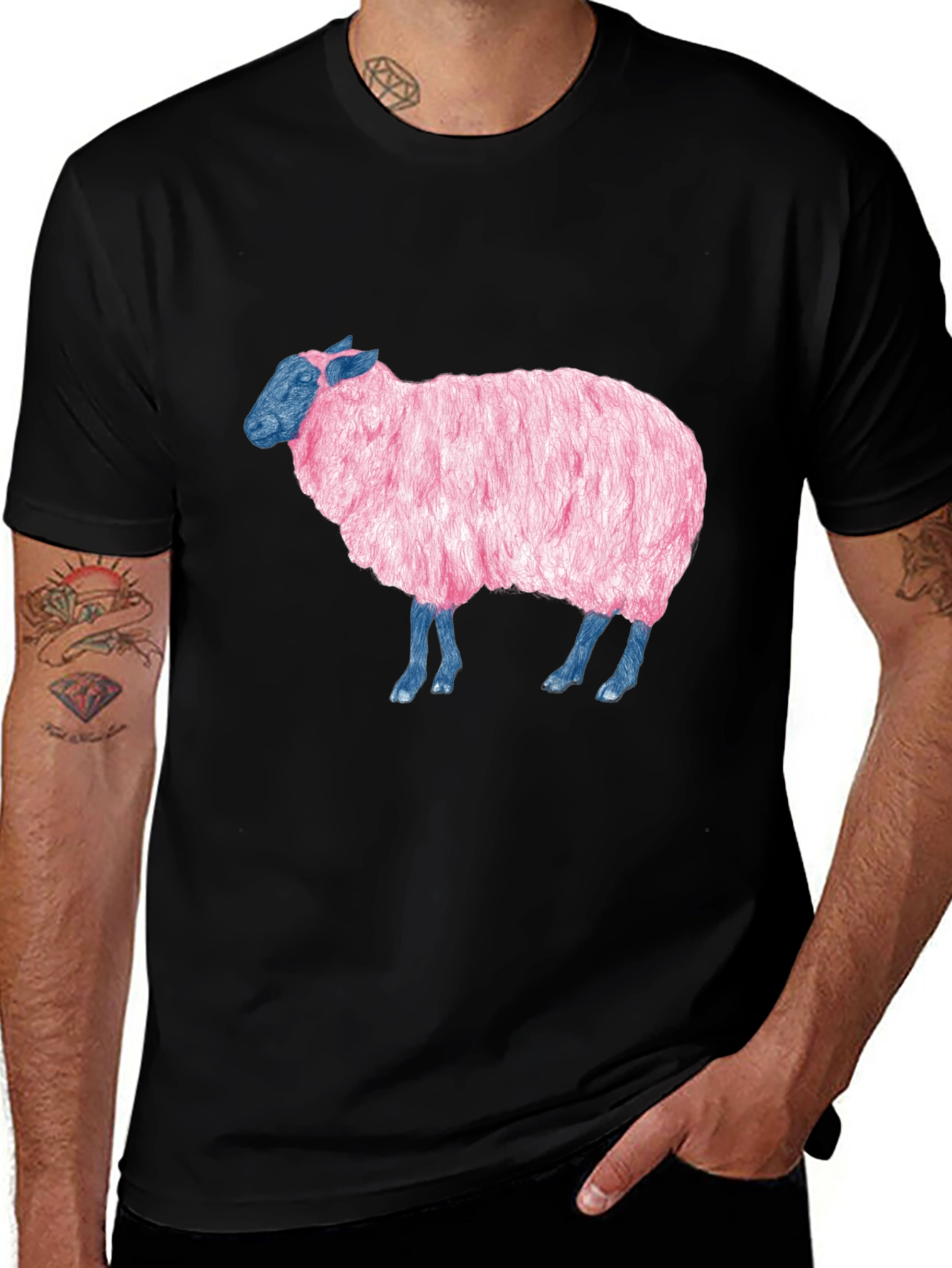 Variant 23 of Pink Sheep Graphic Tee - Quirky Crew Neck T-Shirt