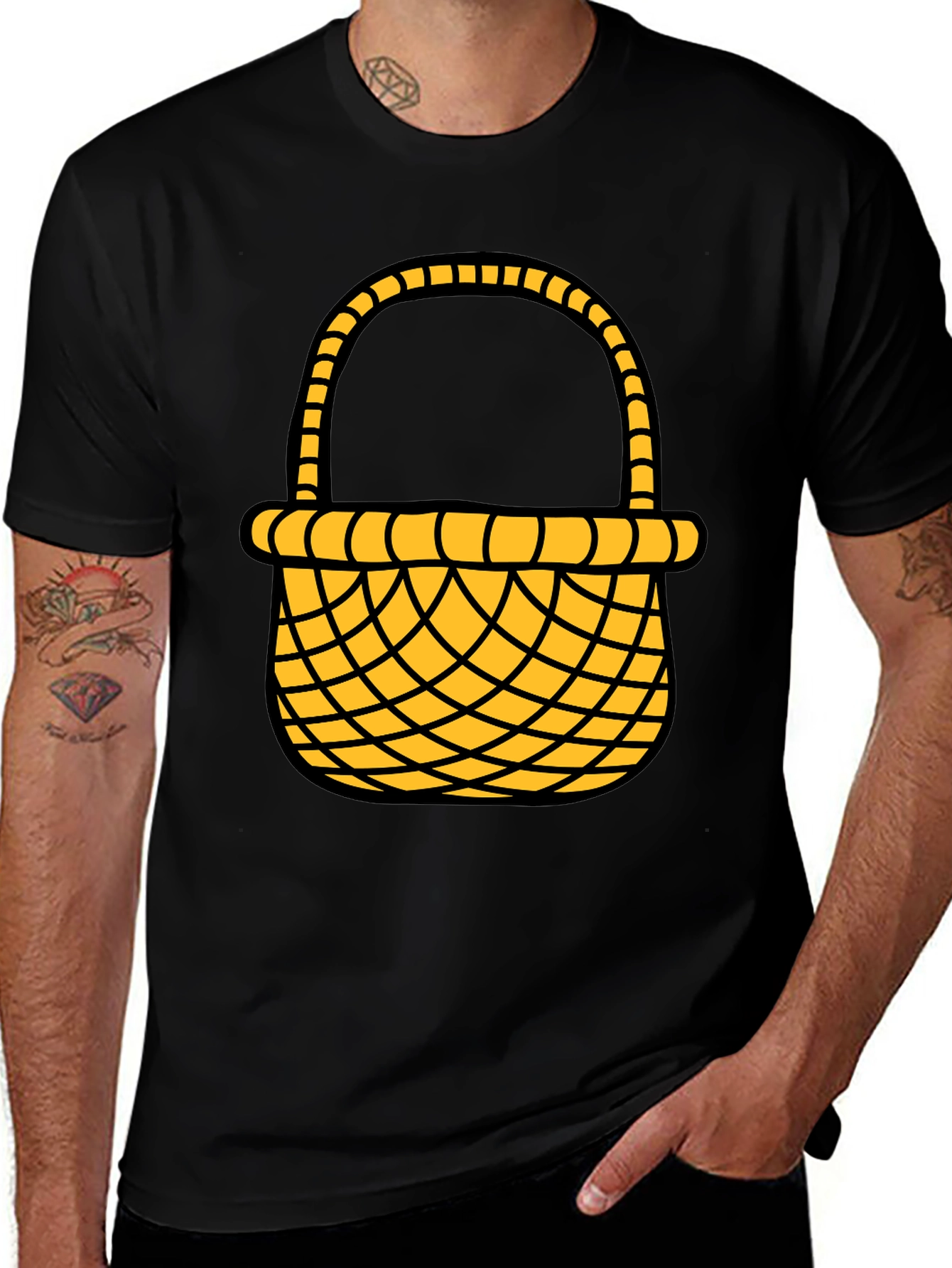 Easter Basket Graphic Tee - Black Cotton Blend Shirt