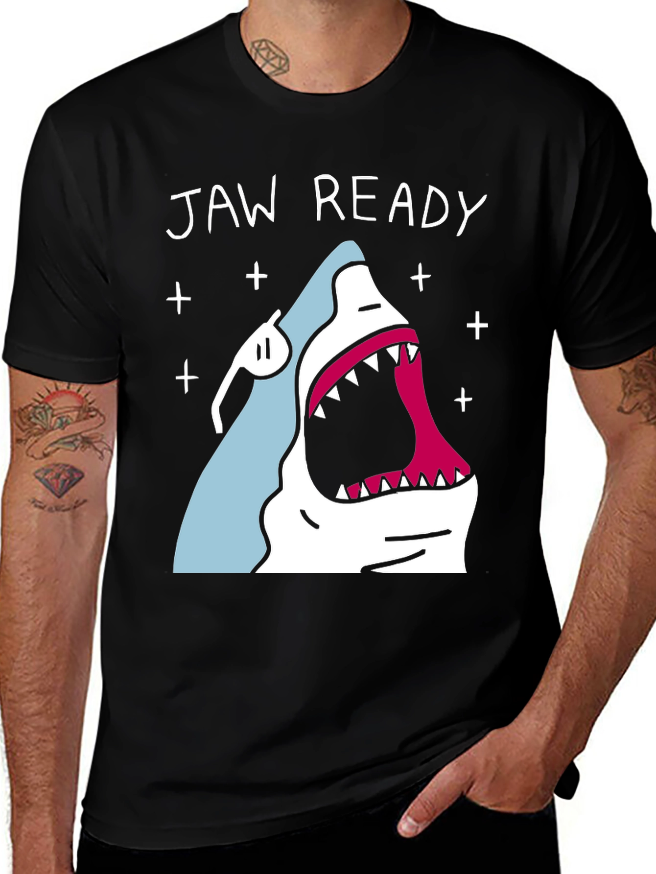 Variant 3 of Jaw Ready Shark Graphic T-Shirt - Black