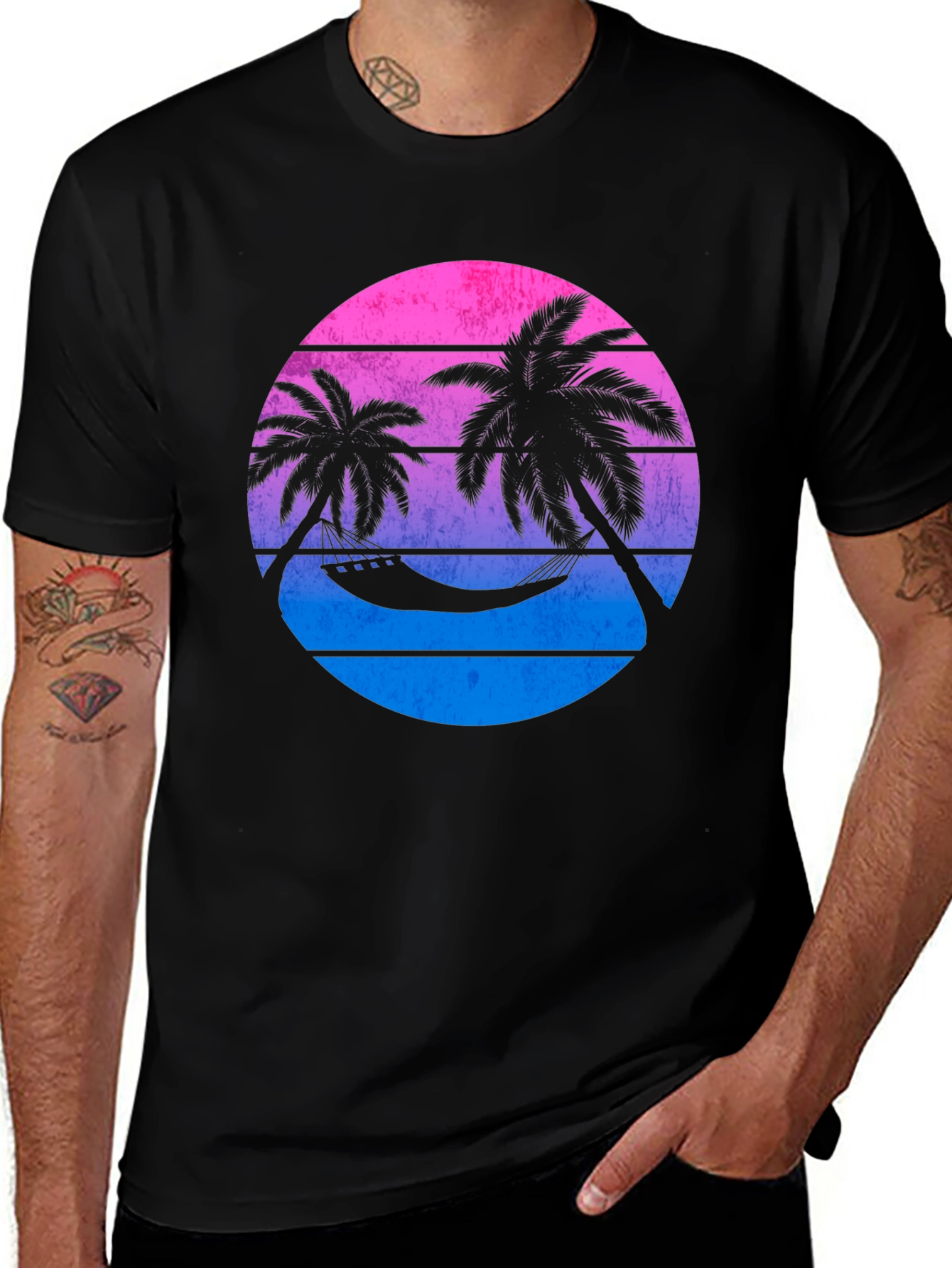 Variant 20 of Sunset Palms Graphic Tee - Relaxed Vibe