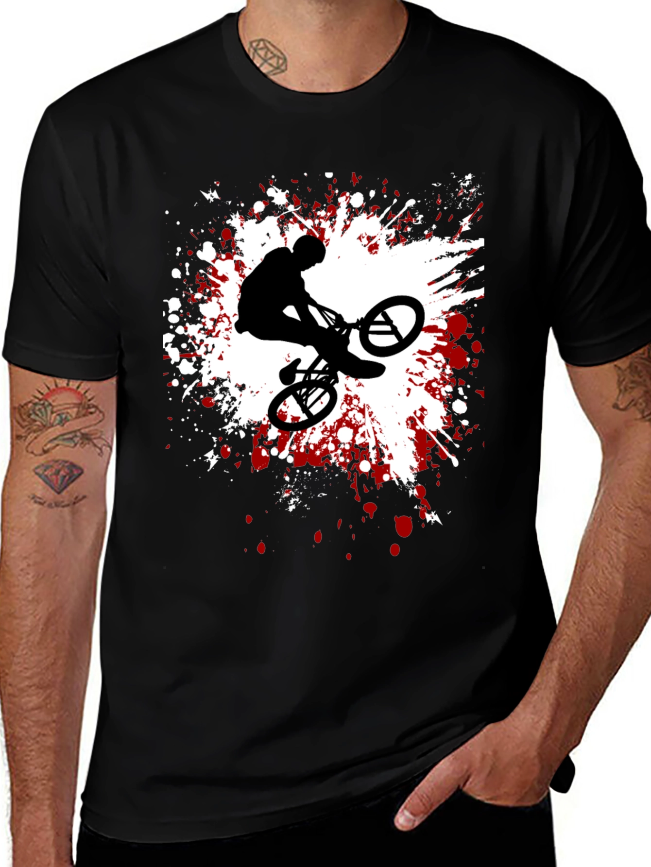 BMX Rider Splatter Graphic T-Shirt