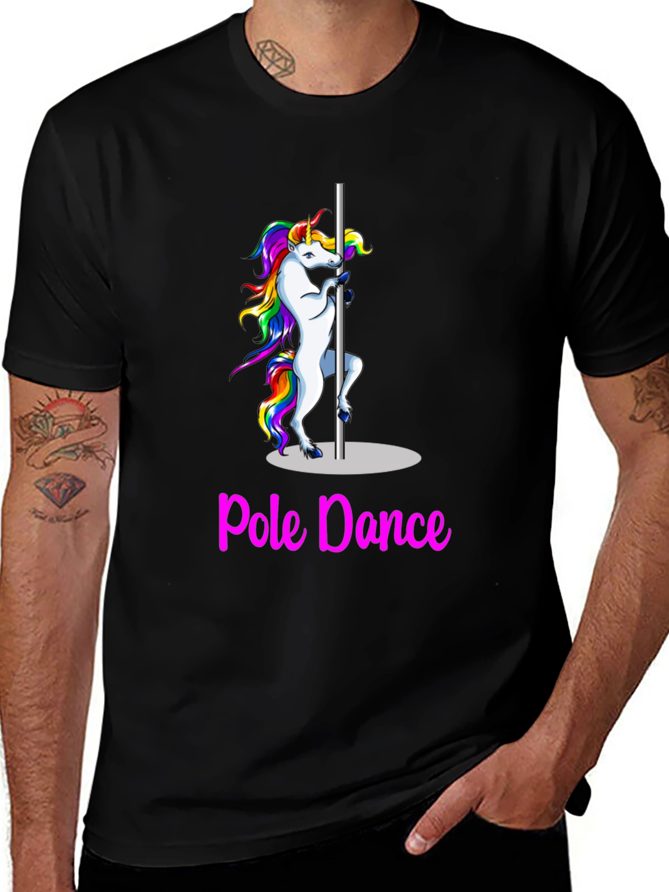 Variant 21 of Unicorn Pole Dance Graphic Tee - Black T-Shirt