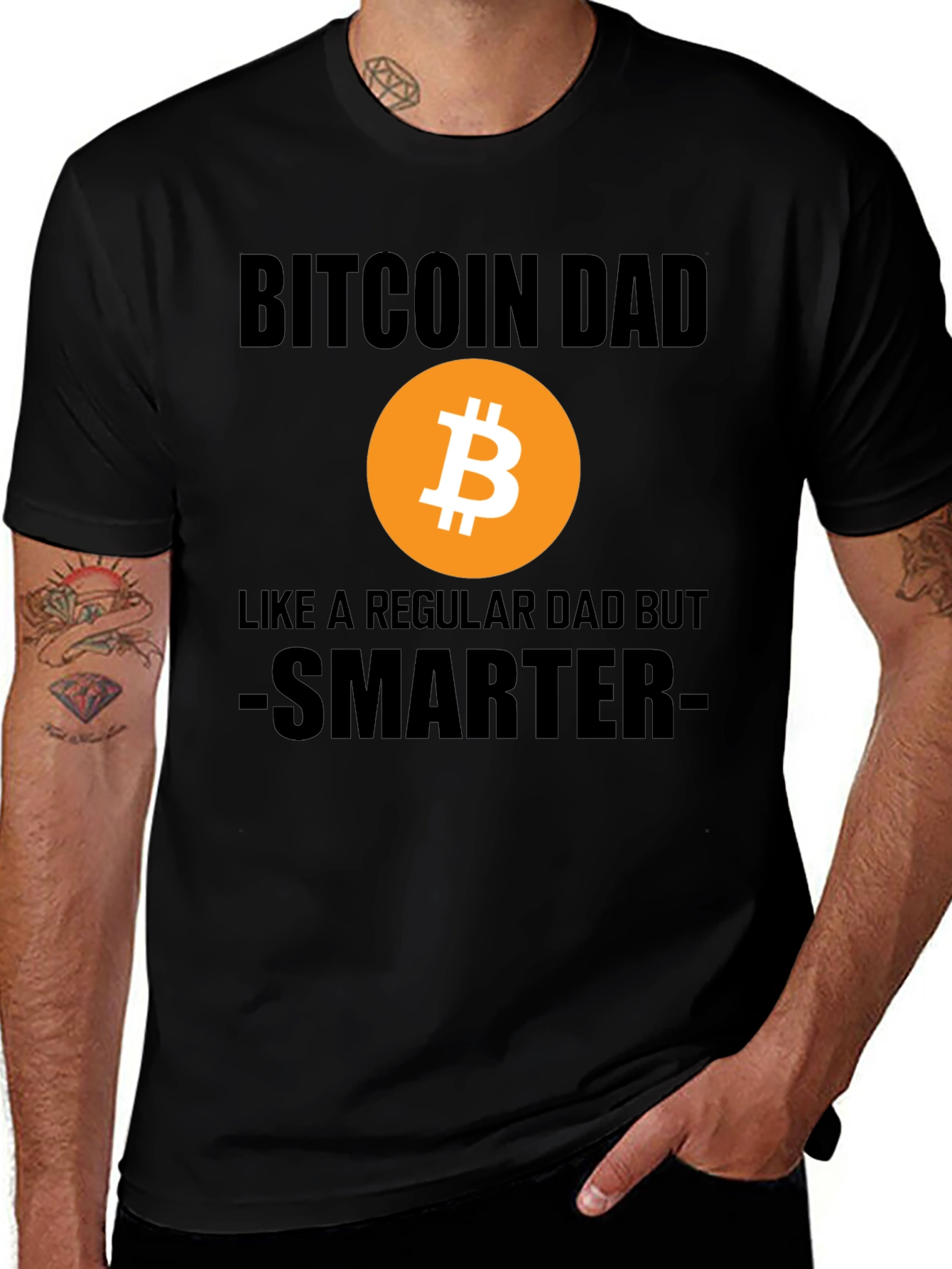 Bitcoin Dad Smarter Black T-Shirt Cryptocurrency Apparel