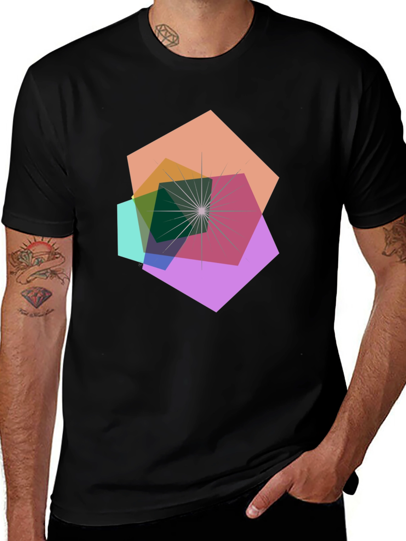 Variant 4 of Geometric Abstract Design Black T-Shirt