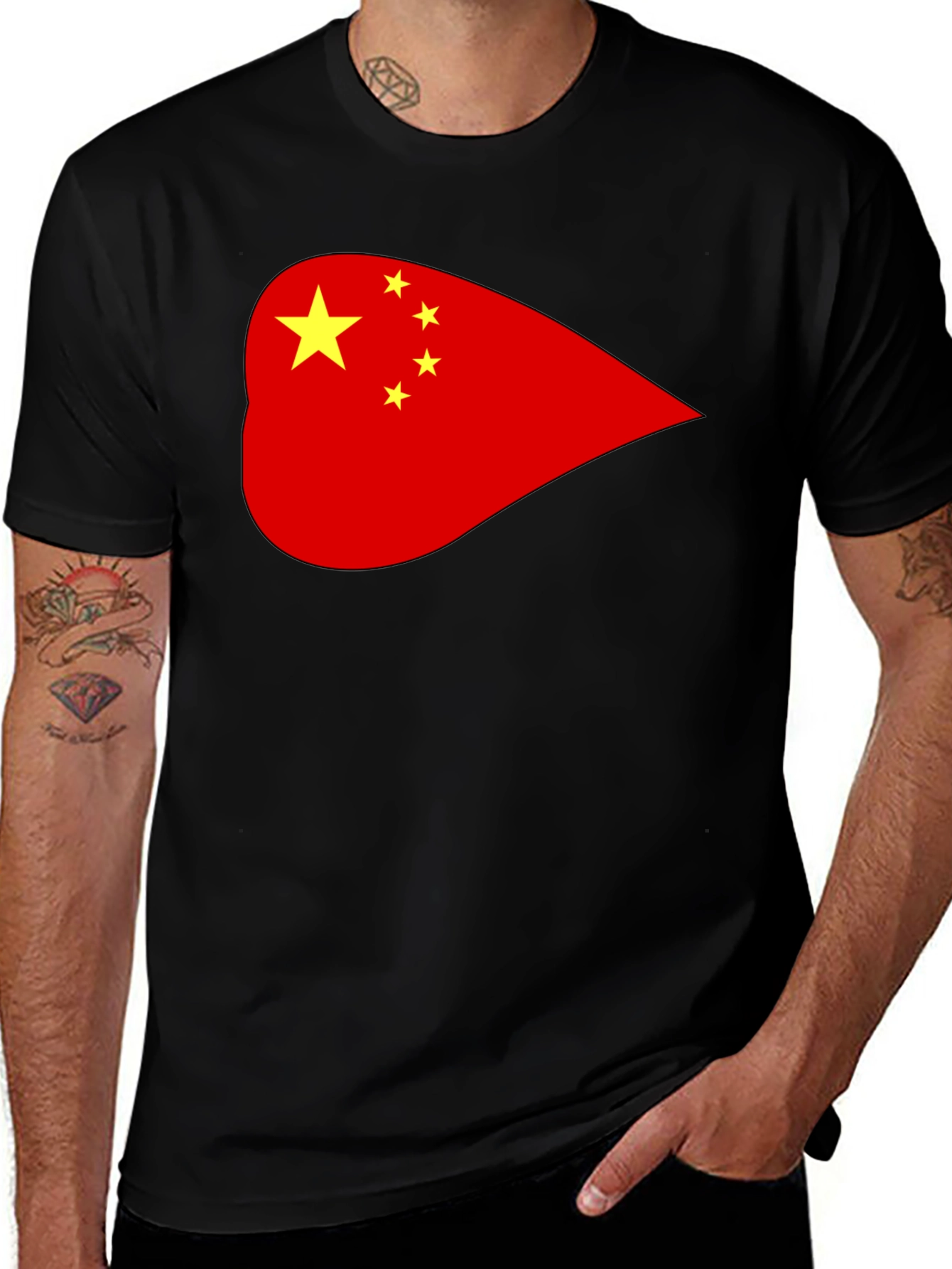 China Flag Graphic T-Shirt - Black