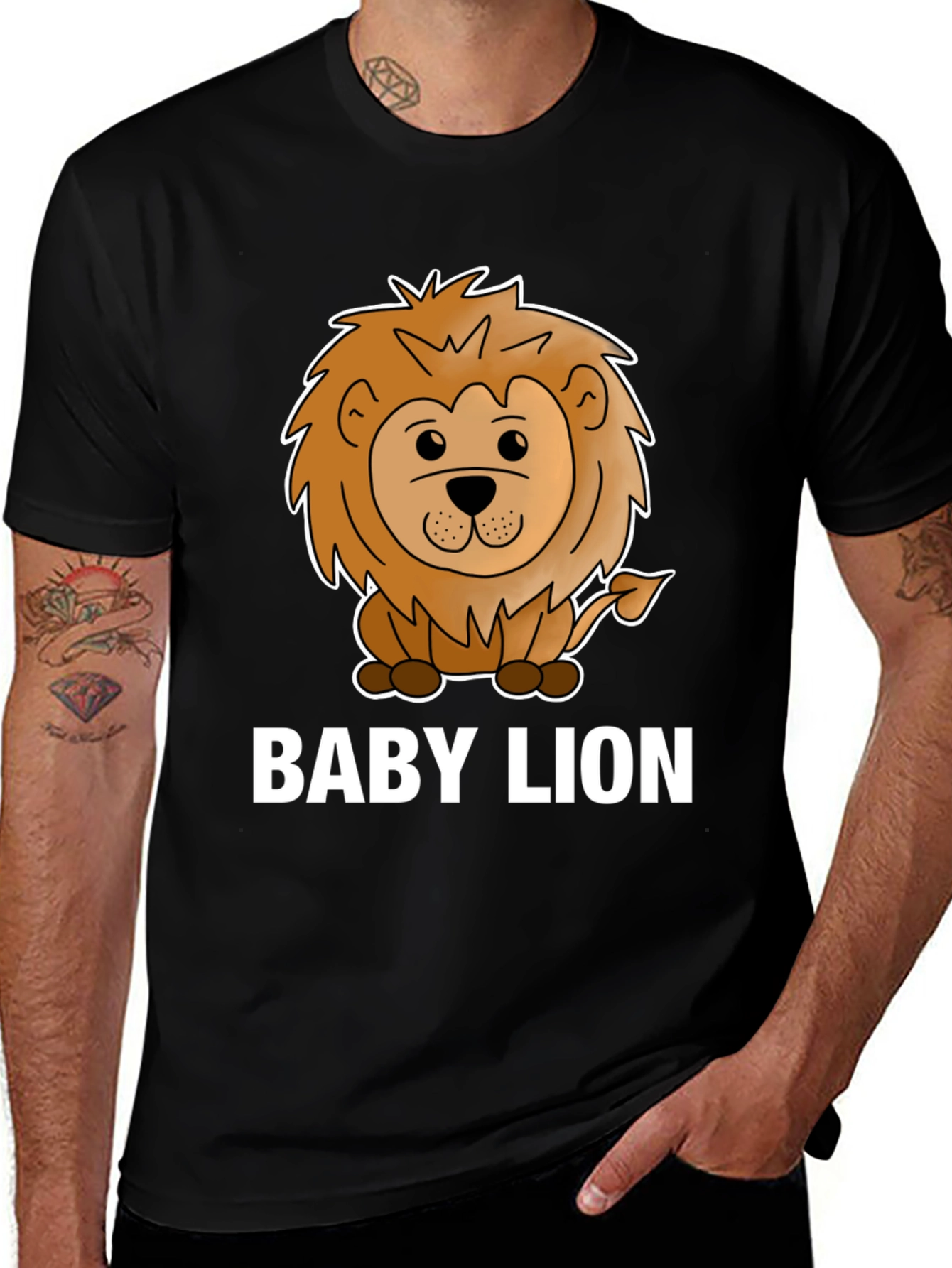Variant 2 of Baby Lion Graphic Tee - Cute Animal Cartoon Shirt