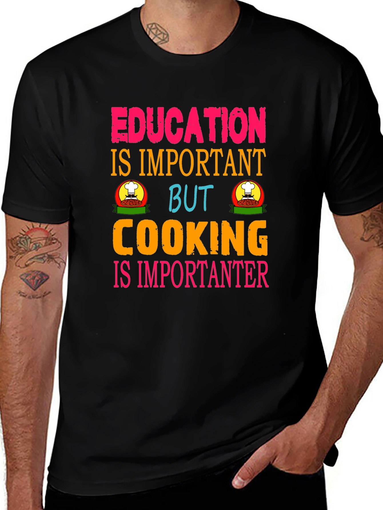 Variant 12 of Education Important But Cooking More Important Tee