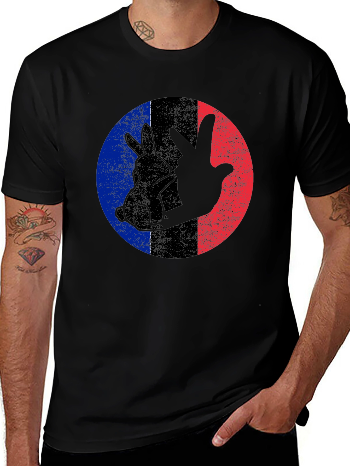 Variant 4 of Rabbit Peace Sign Black T-Shirt