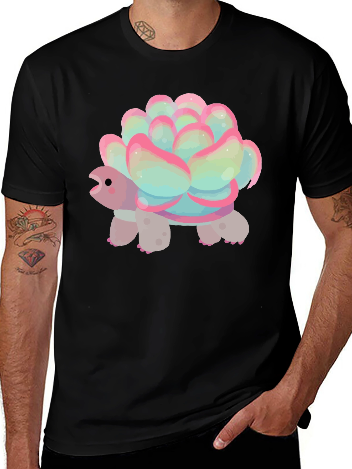 Variant 9 of Cute Succulent Turtle Graphic Tee - Soft Cotton Blend