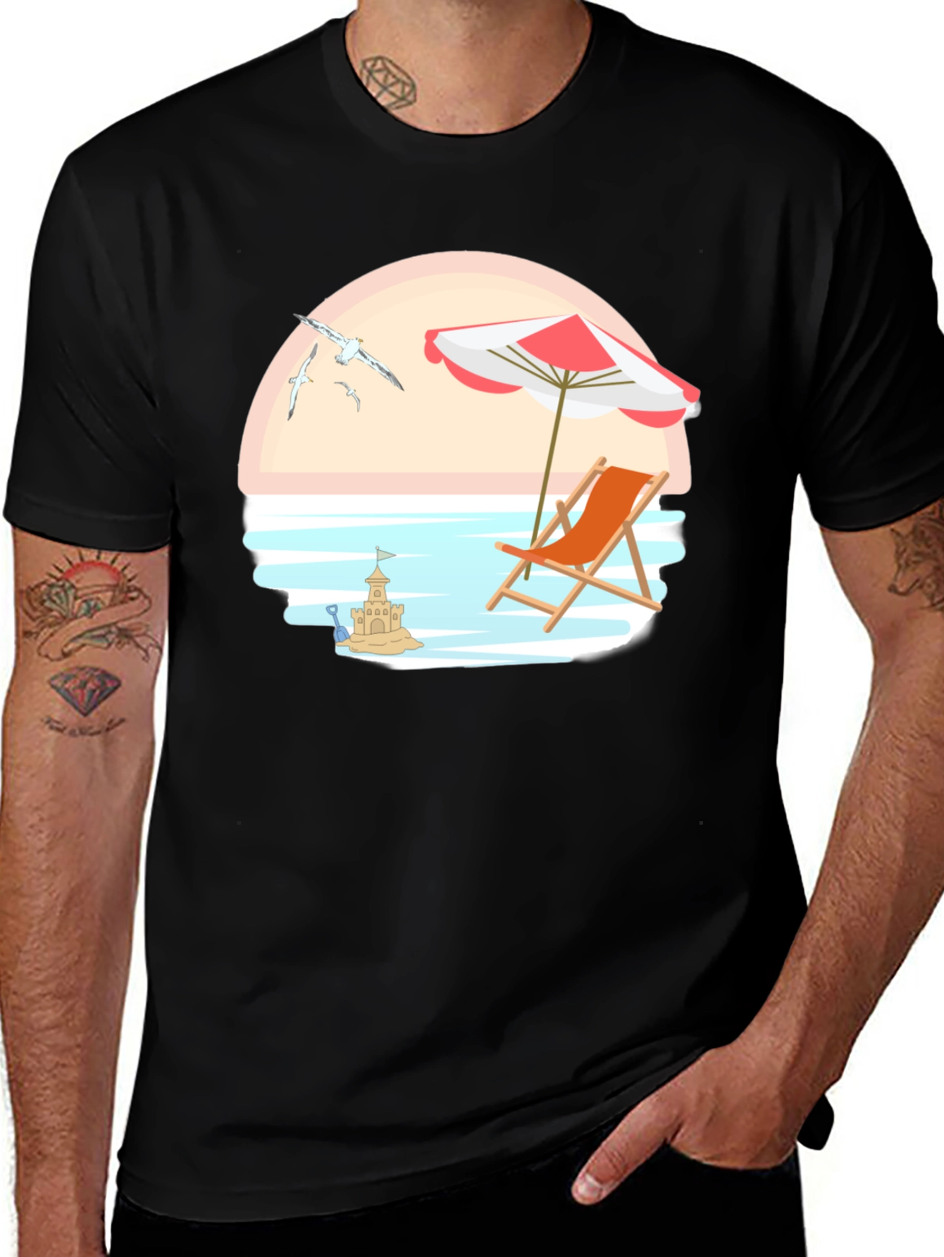 Variant 19 of Beach Scene Graphic Tee - Vacation Vibes