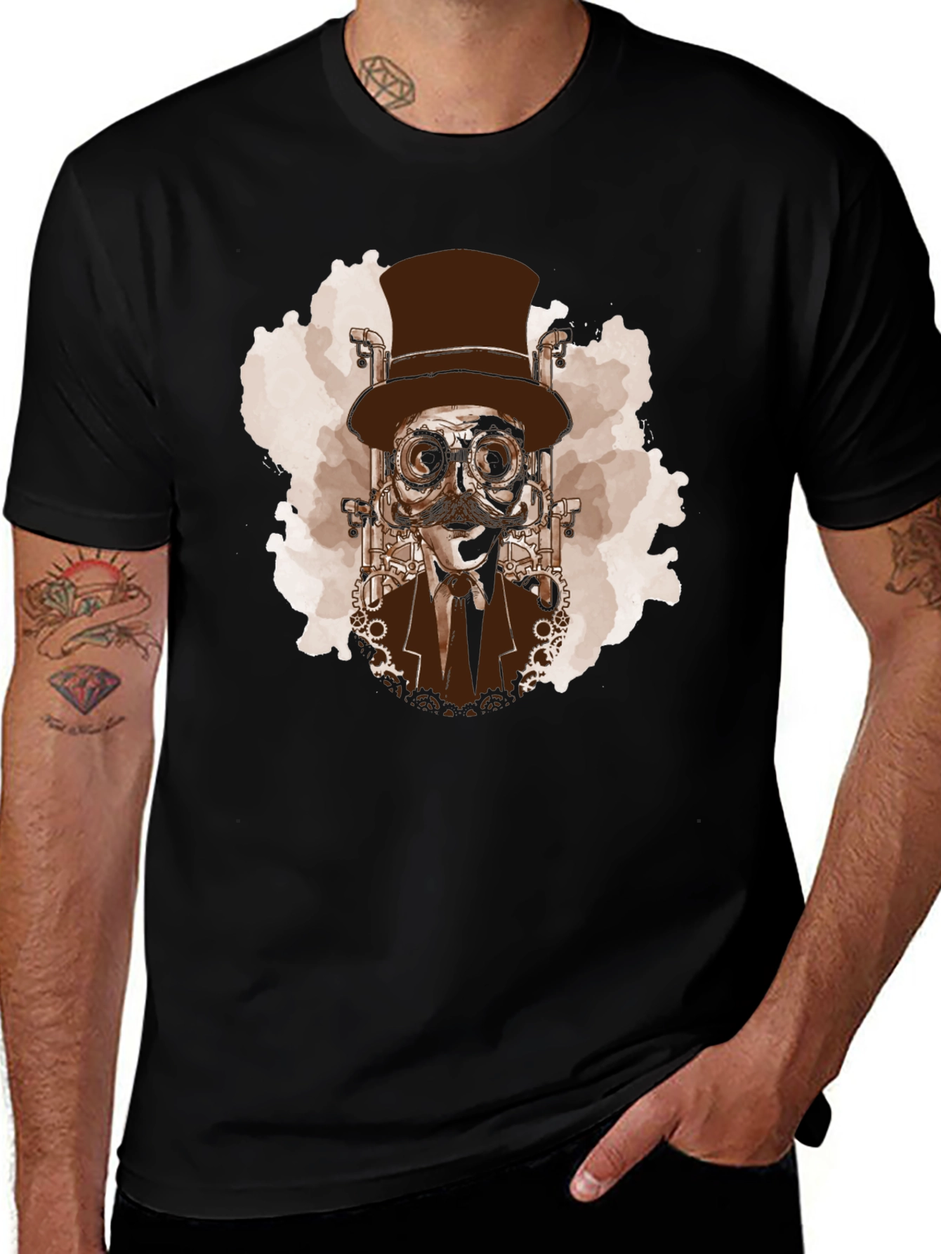 Steampunk Skull Top Hat T-Shirt - Unique Design