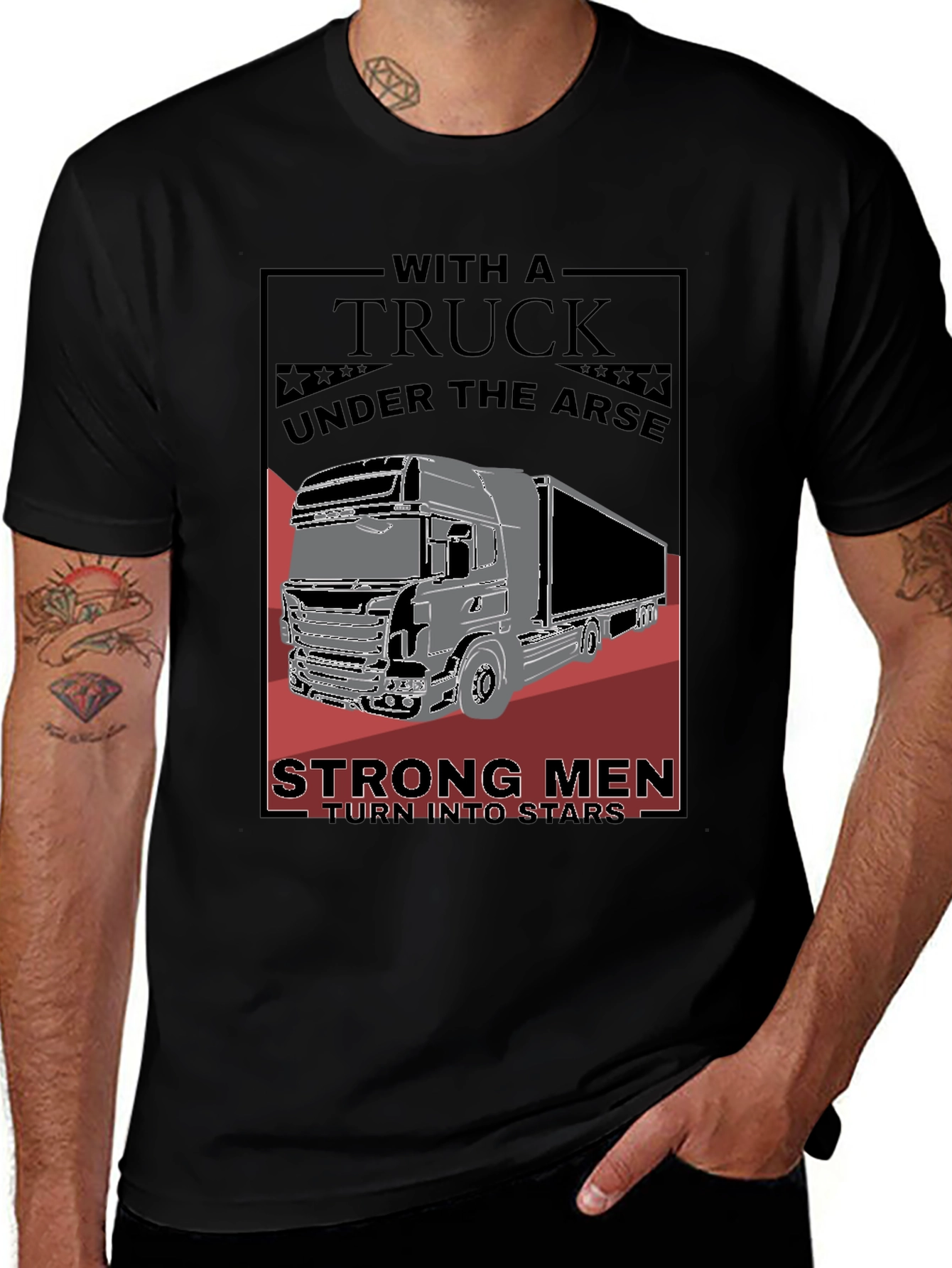 Variant 29 of Trucker Graphic Tee - Strong Men Turn Into Stars