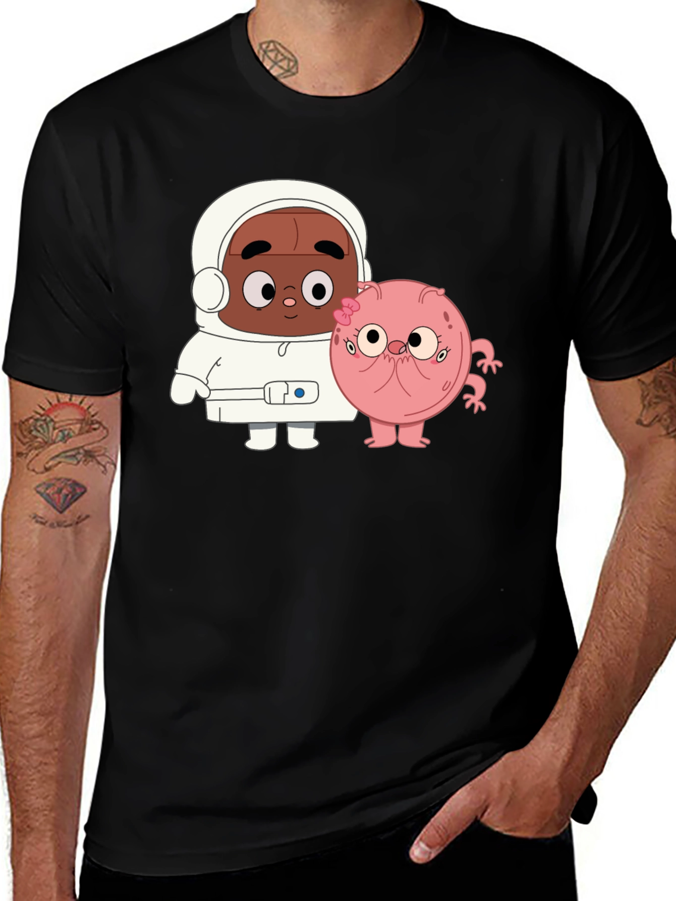 Variant 15 of Cartoon Character Black T-Shirt
