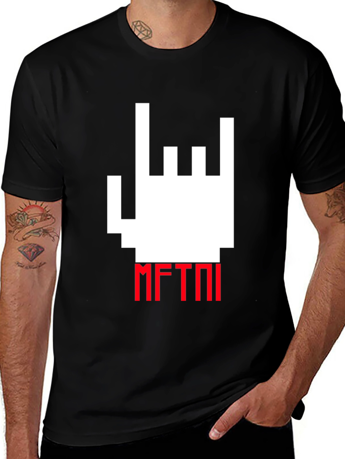 Variant 7 of Rock On Pixel T-Shirt - Black