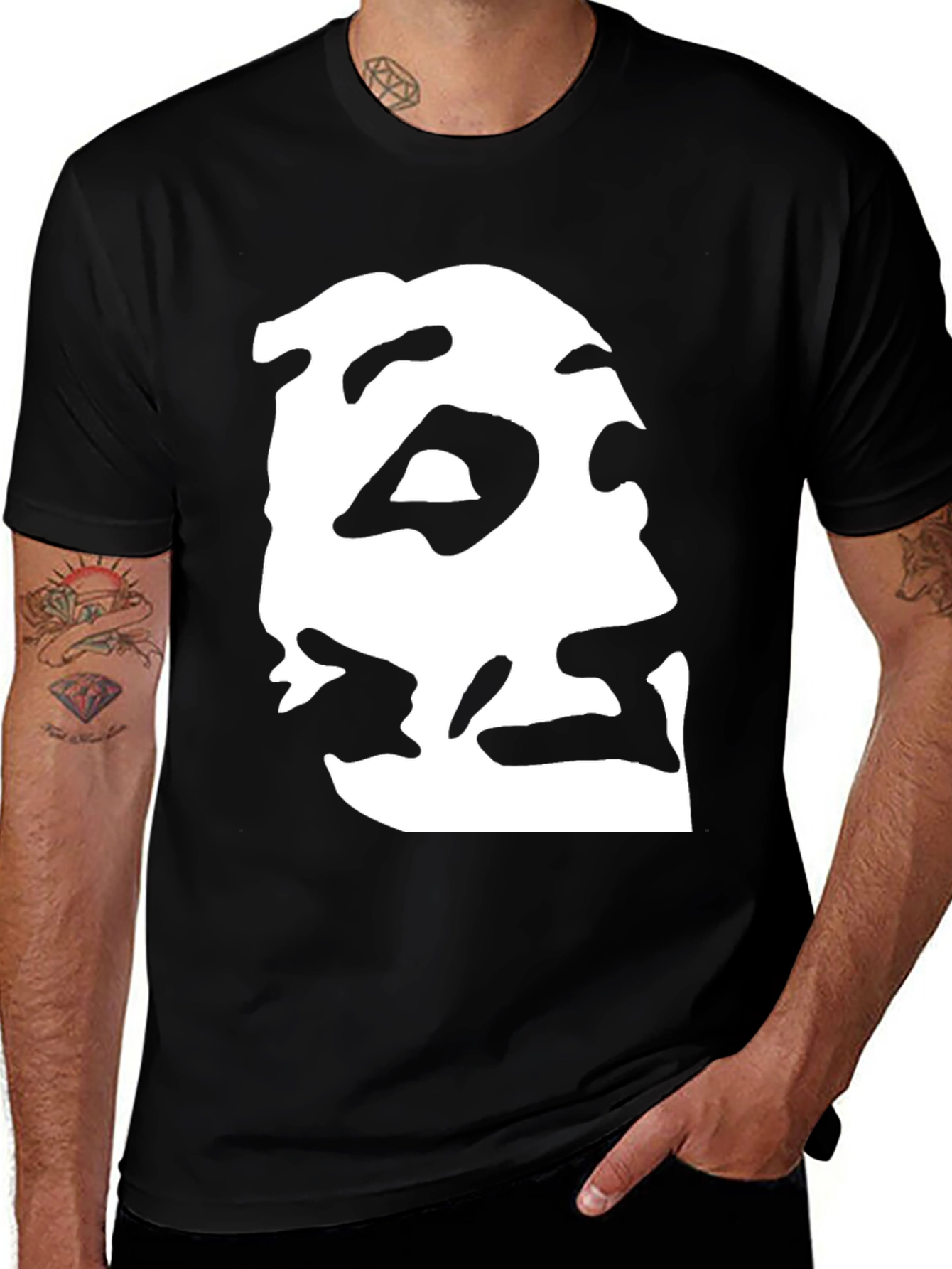 Variant 14 of Optical Illusion T-Shirt - Face or Sax Player?