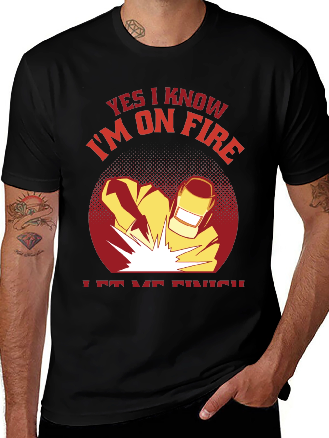 Black Welder On Fire Black T-Shirt main image