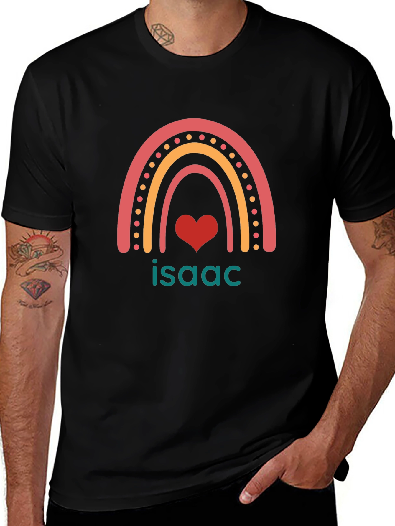 Isaac Rainbow Heart Graphic T-Shirt